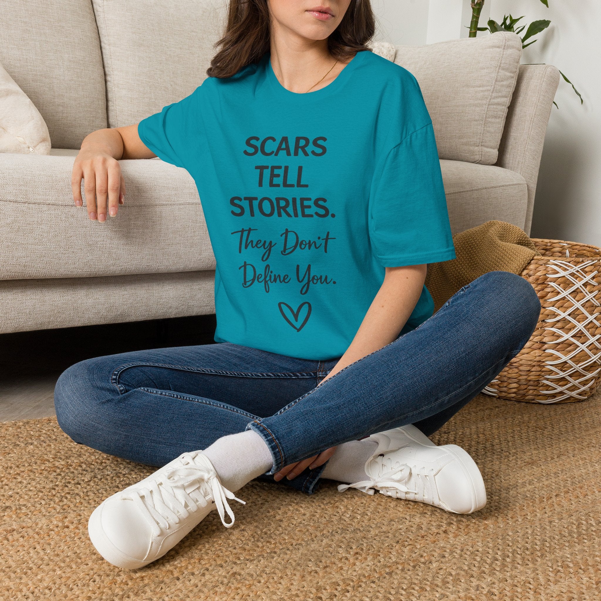 Scars Tell Stories, They Don't Define You T-Shirt | NUCCI™ Healing Journey Collection