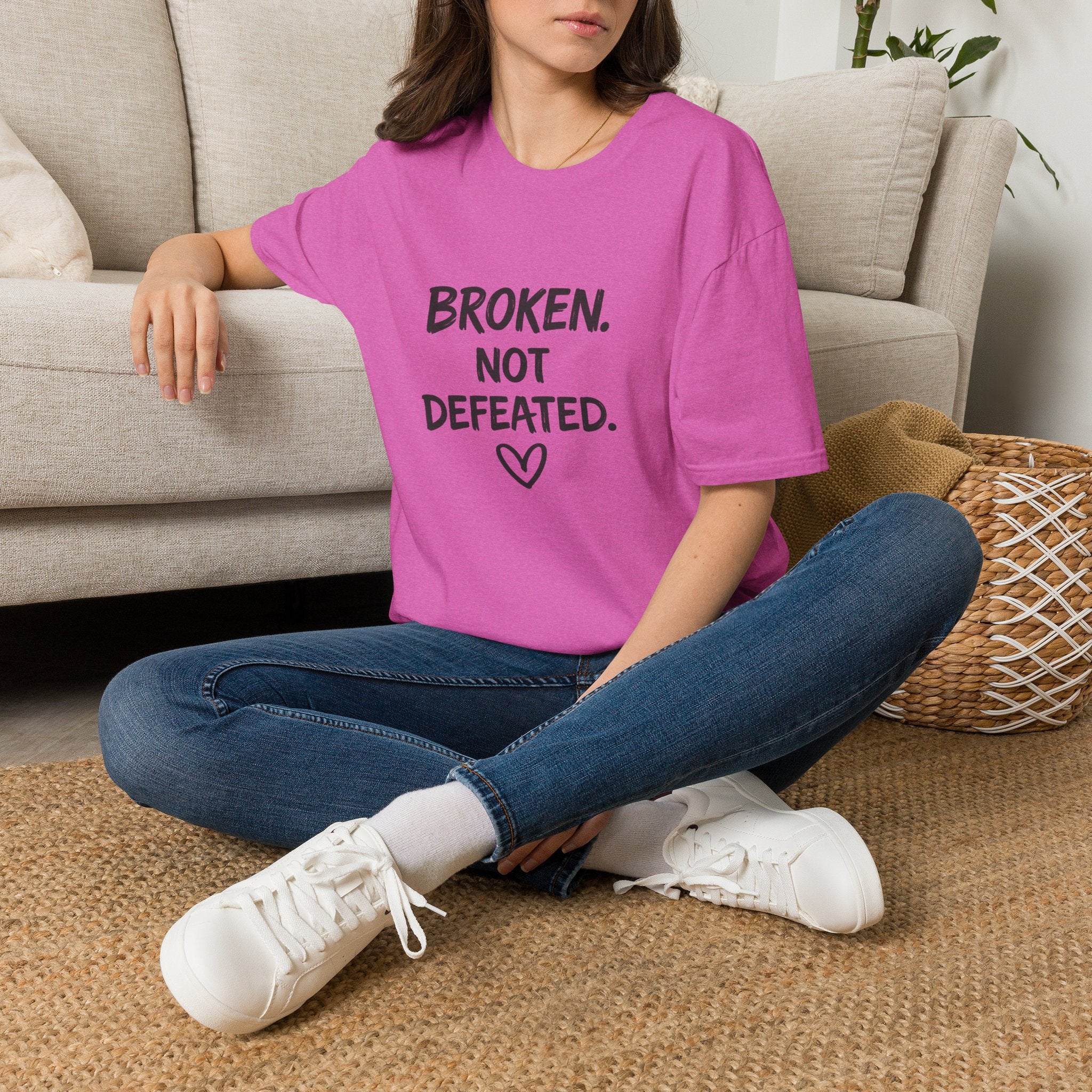 Broken Not Defeated T-Shirt | Inspirational Healing & Resilience Shirt | Motivational Graphic Tee
