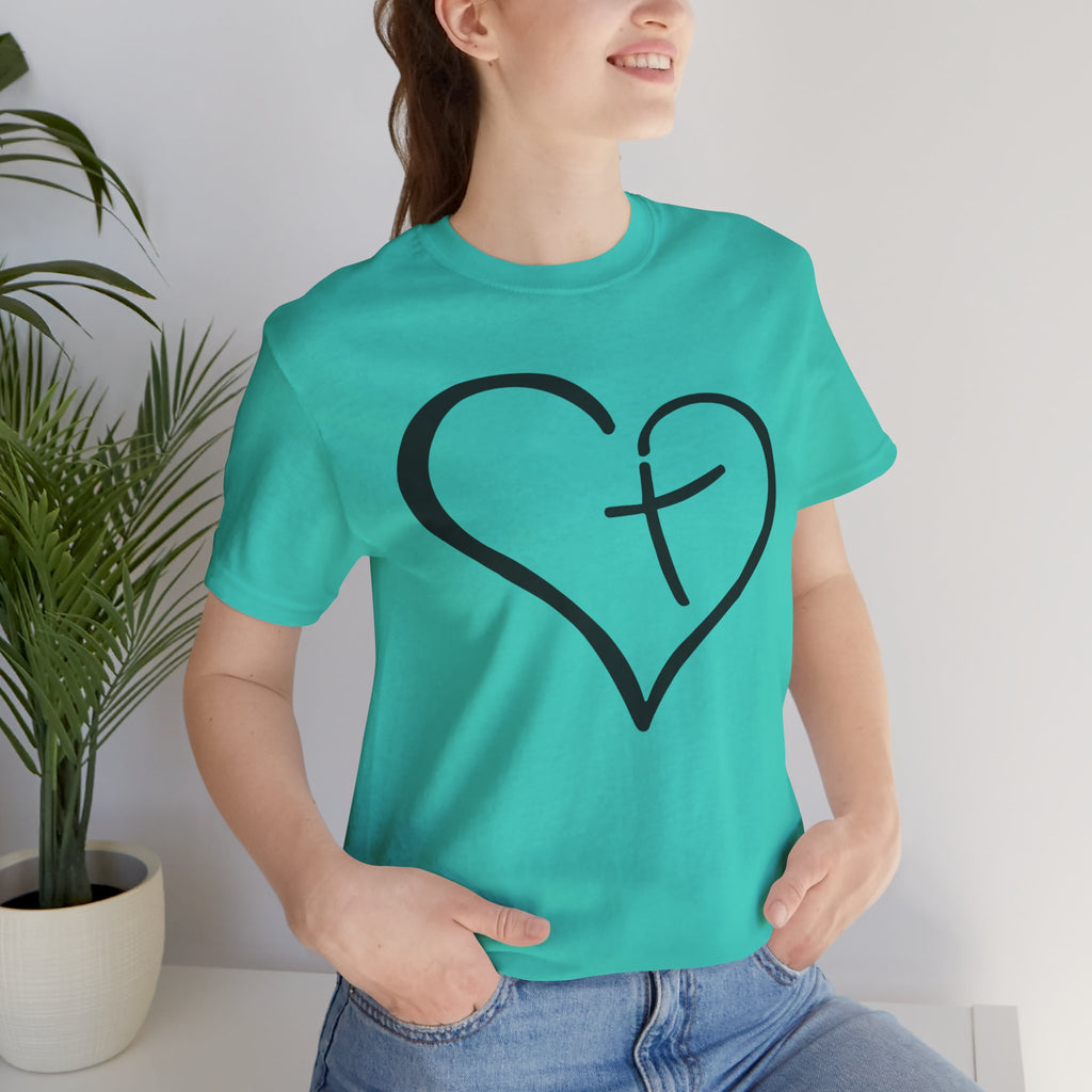 Christian Heart Cross T-Shirt | Minimalist Faith Tee | Christian Shirt