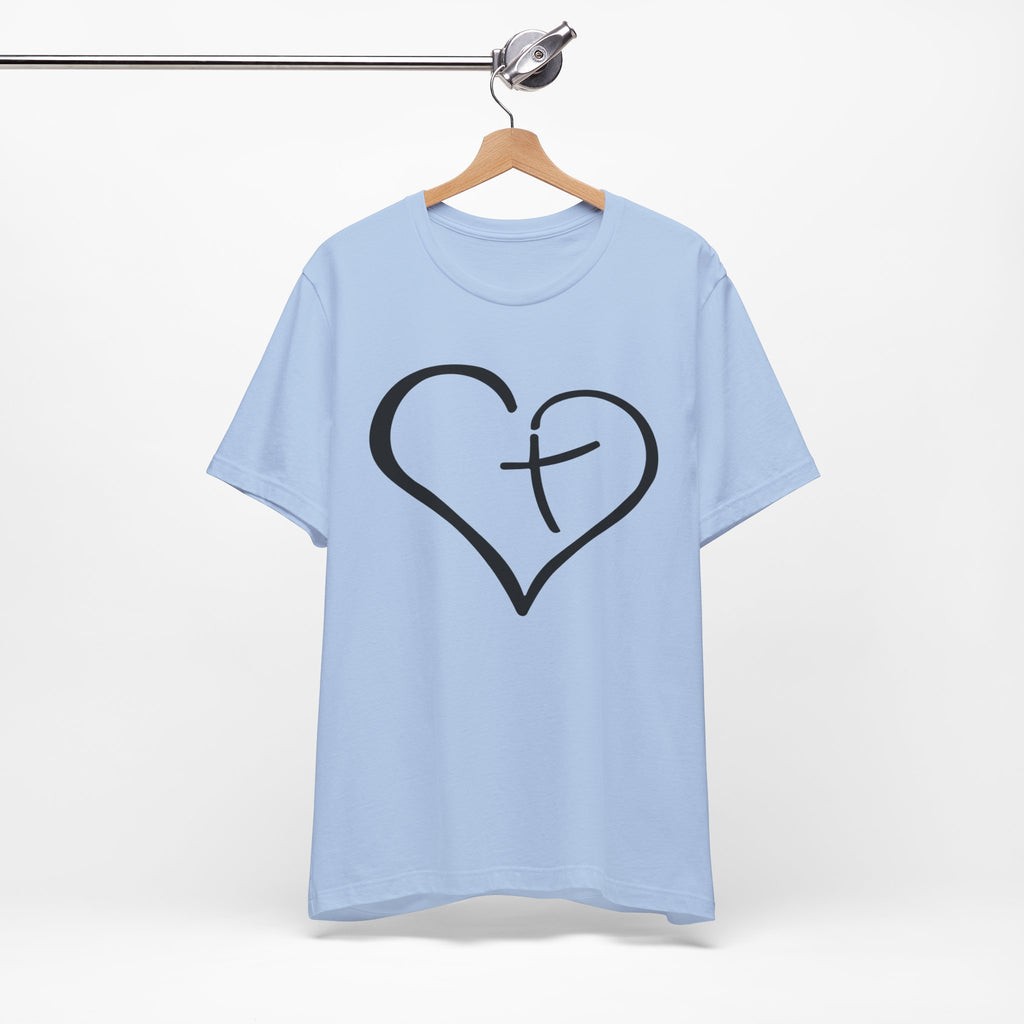 Christian Heart Cross T-Shirt | Minimalist Faith Tee | Christian Shirt
