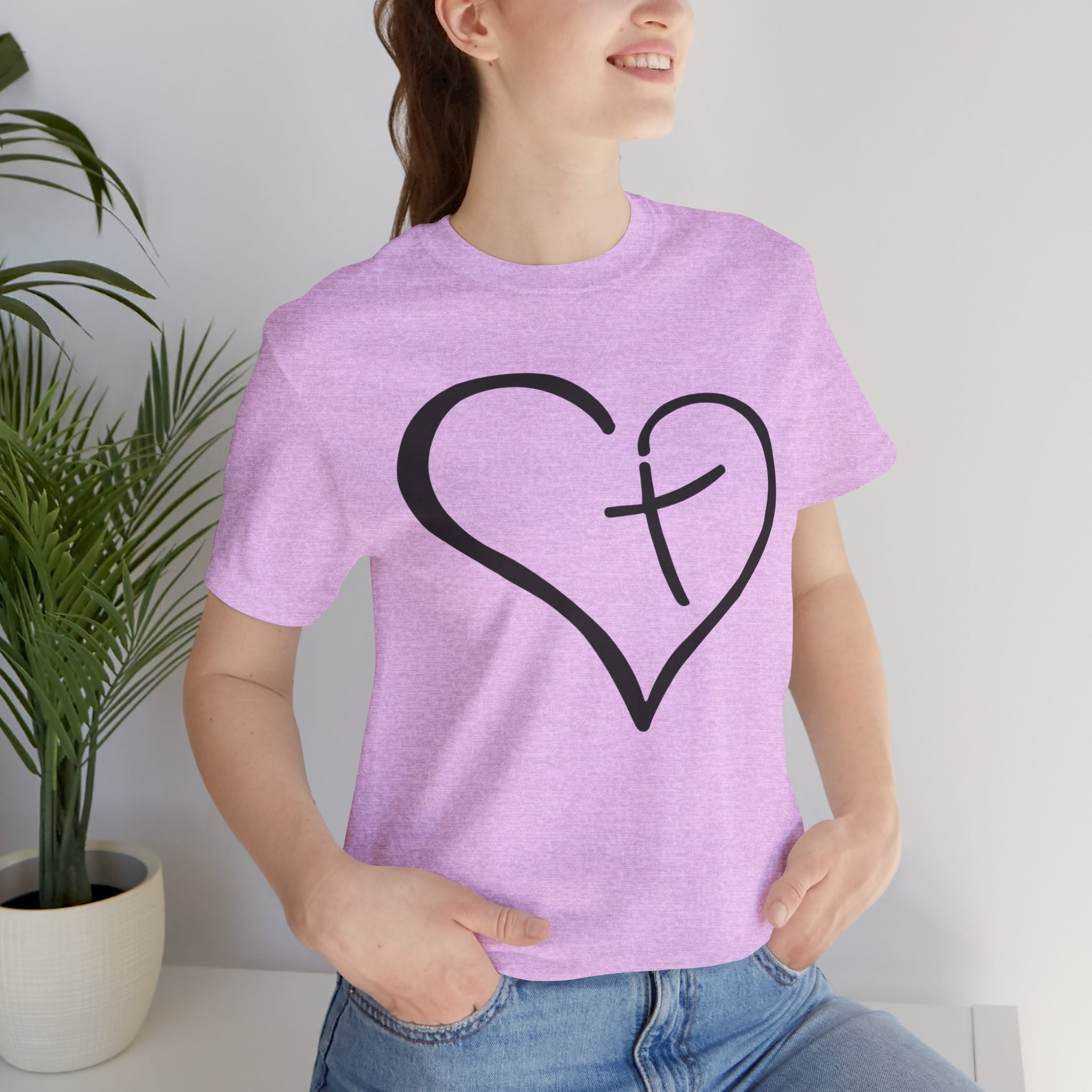 Christian Heart Cross T-Shirt | Minimalist Faith Tee | Christian Shirt