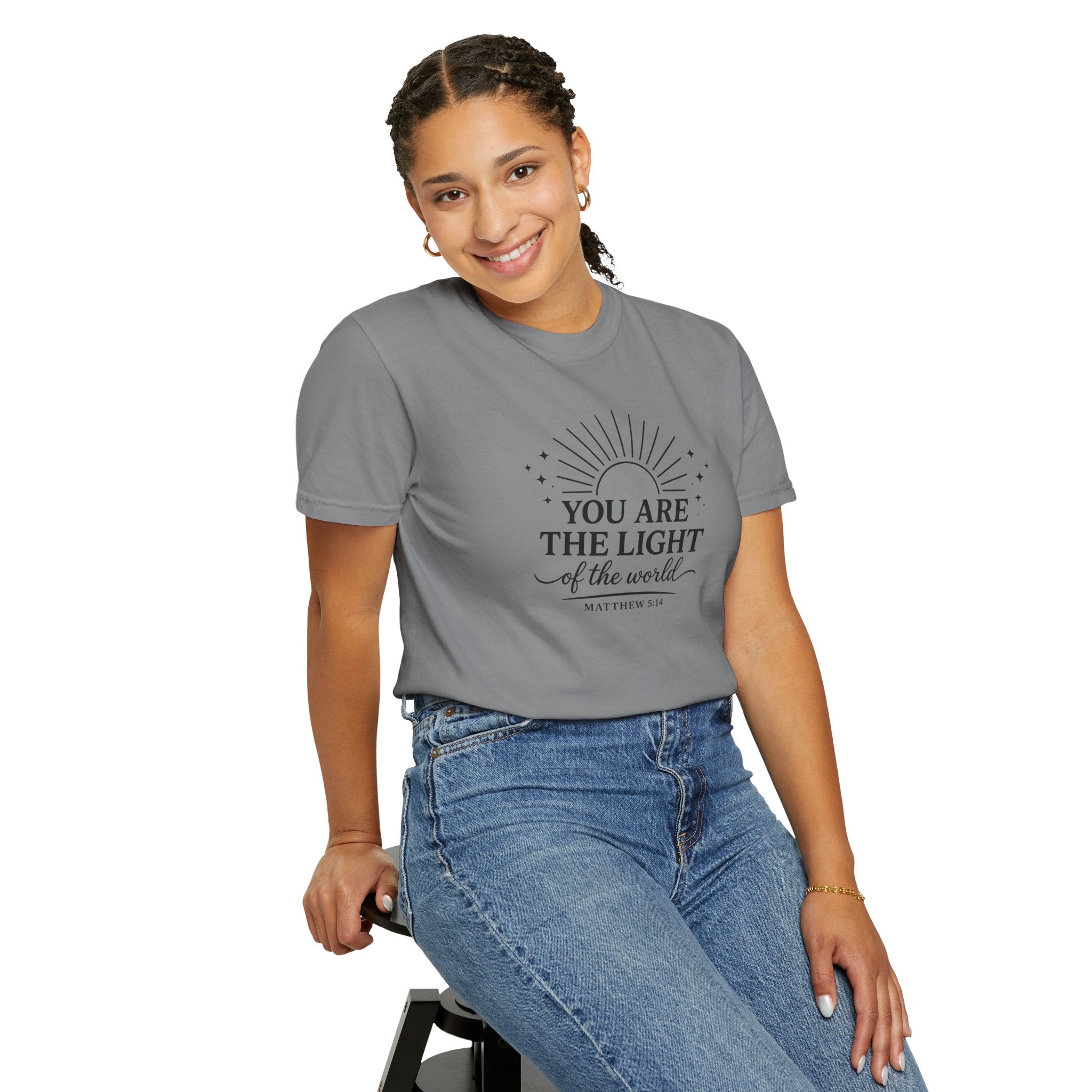 Matthew 5:14 “You Are the Light of the World” Comfort Colors® Christian Faith Tee