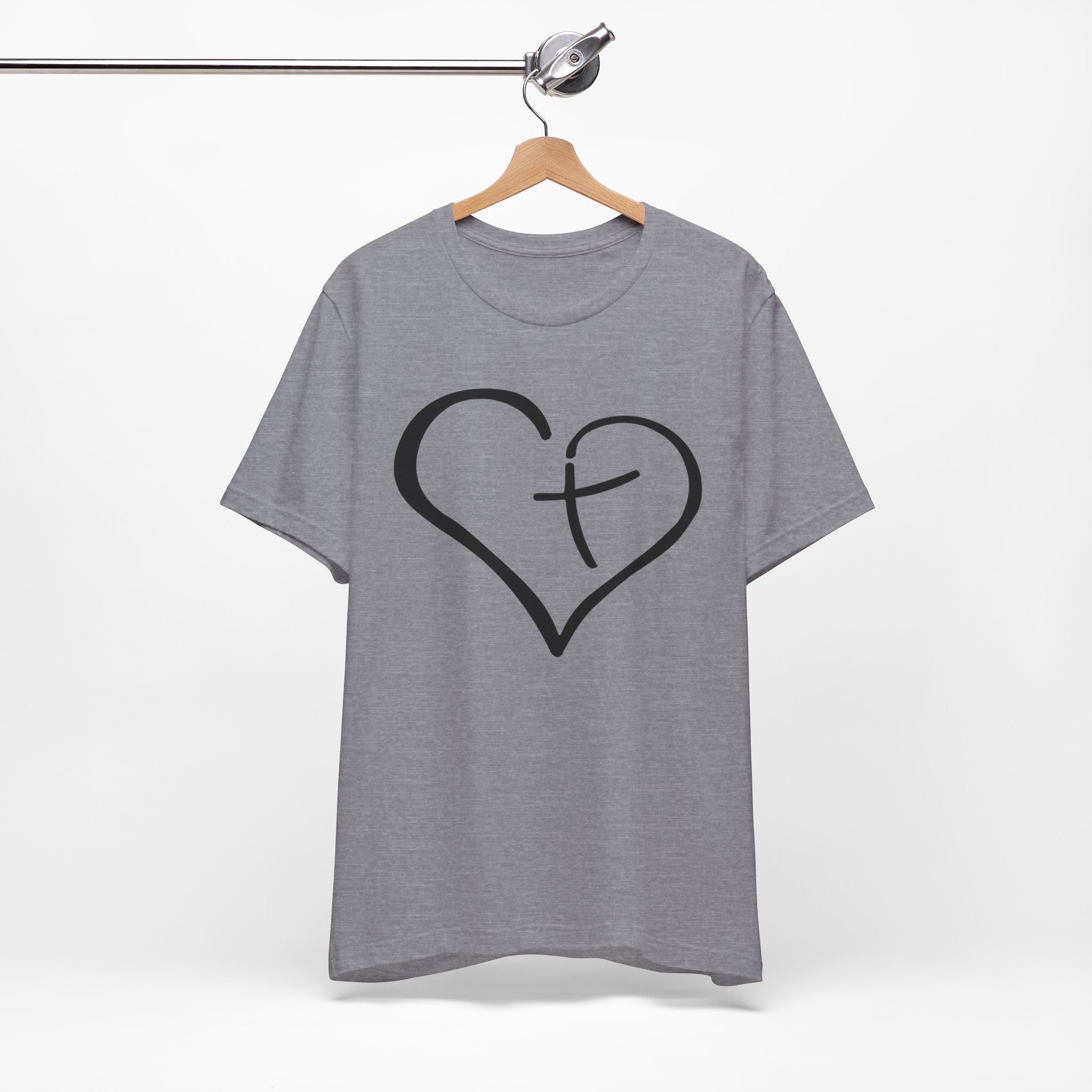 Christian Heart Cross T-Shirt | Minimalist Faith Tee | Christian Shirt