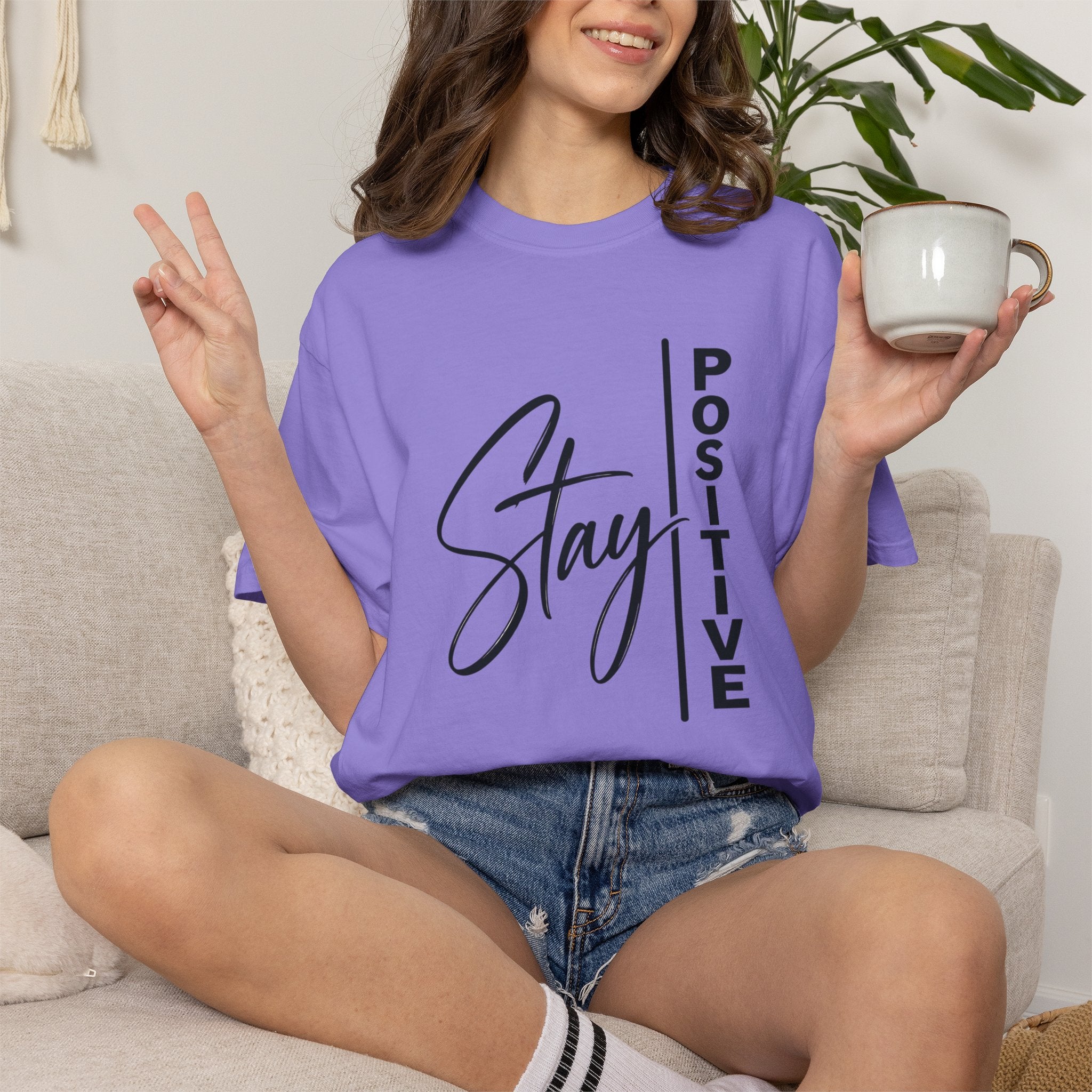 Stay Positive Comfort Colors® Unisex Tee | Inspirational Graphic Shirt