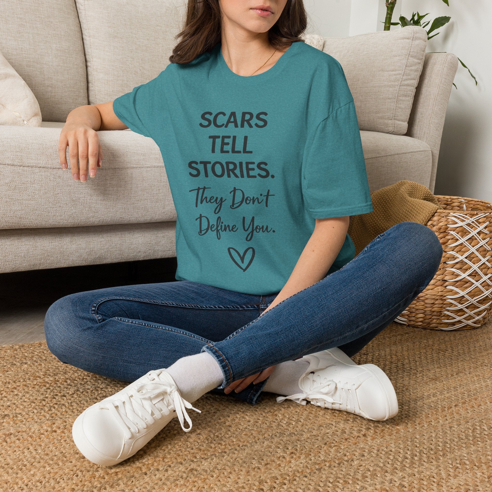 Scars Tell Stories, They Don't Define You T-Shirt | NUCCI™ Healing Journey Collection