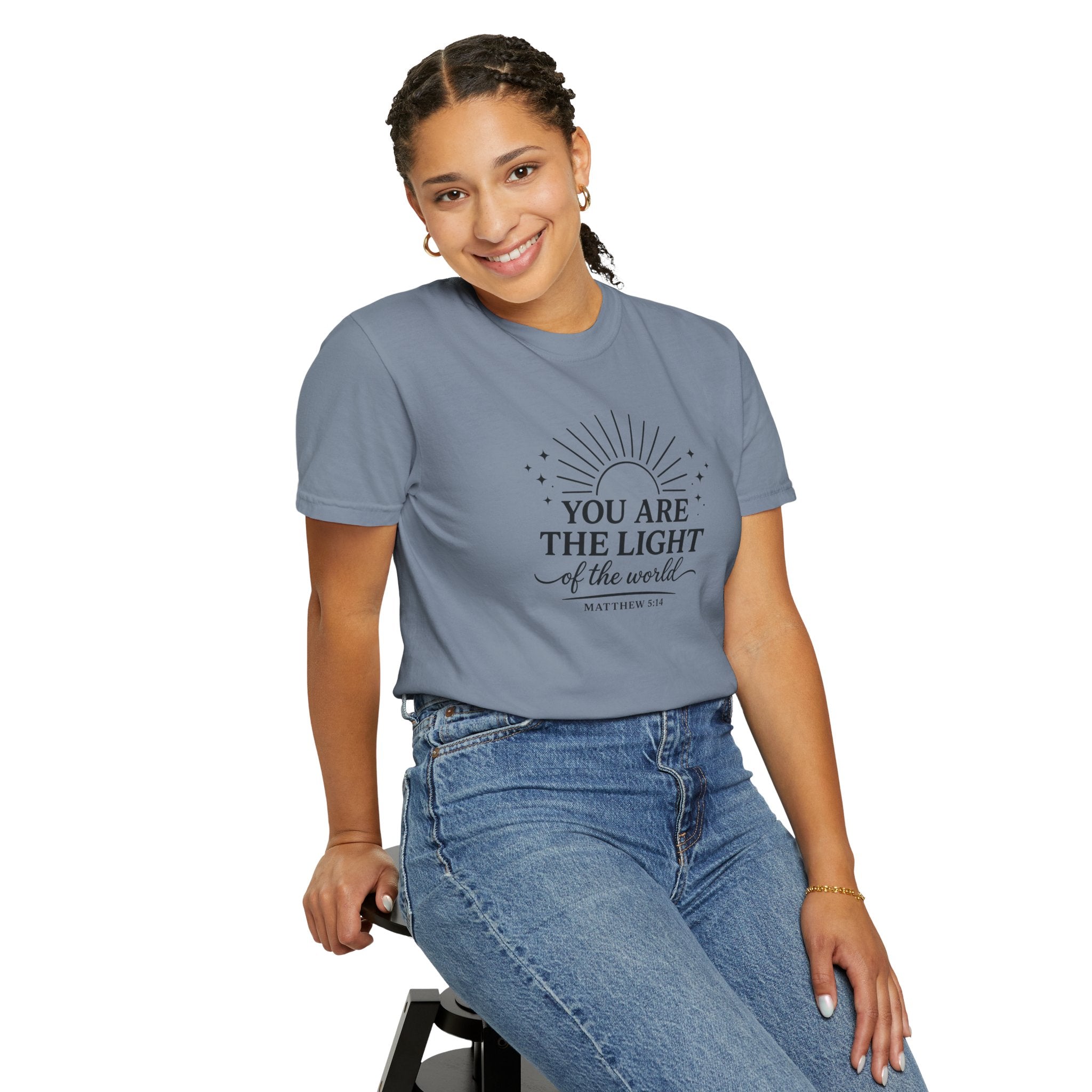 Matthew 5:14 “You Are the Light of the World” Comfort Colors® Christian Faith Tee