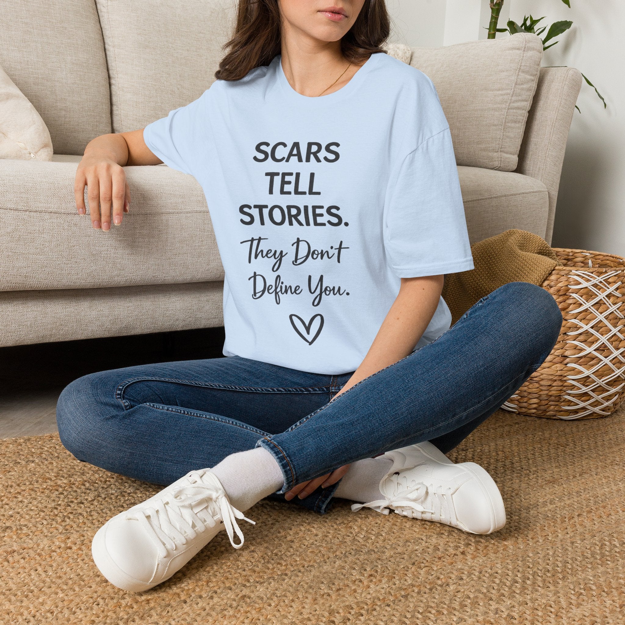 Scars Tell Stories, They Don't Define You T-Shirt | NUCCI™ Healing Journey Collection