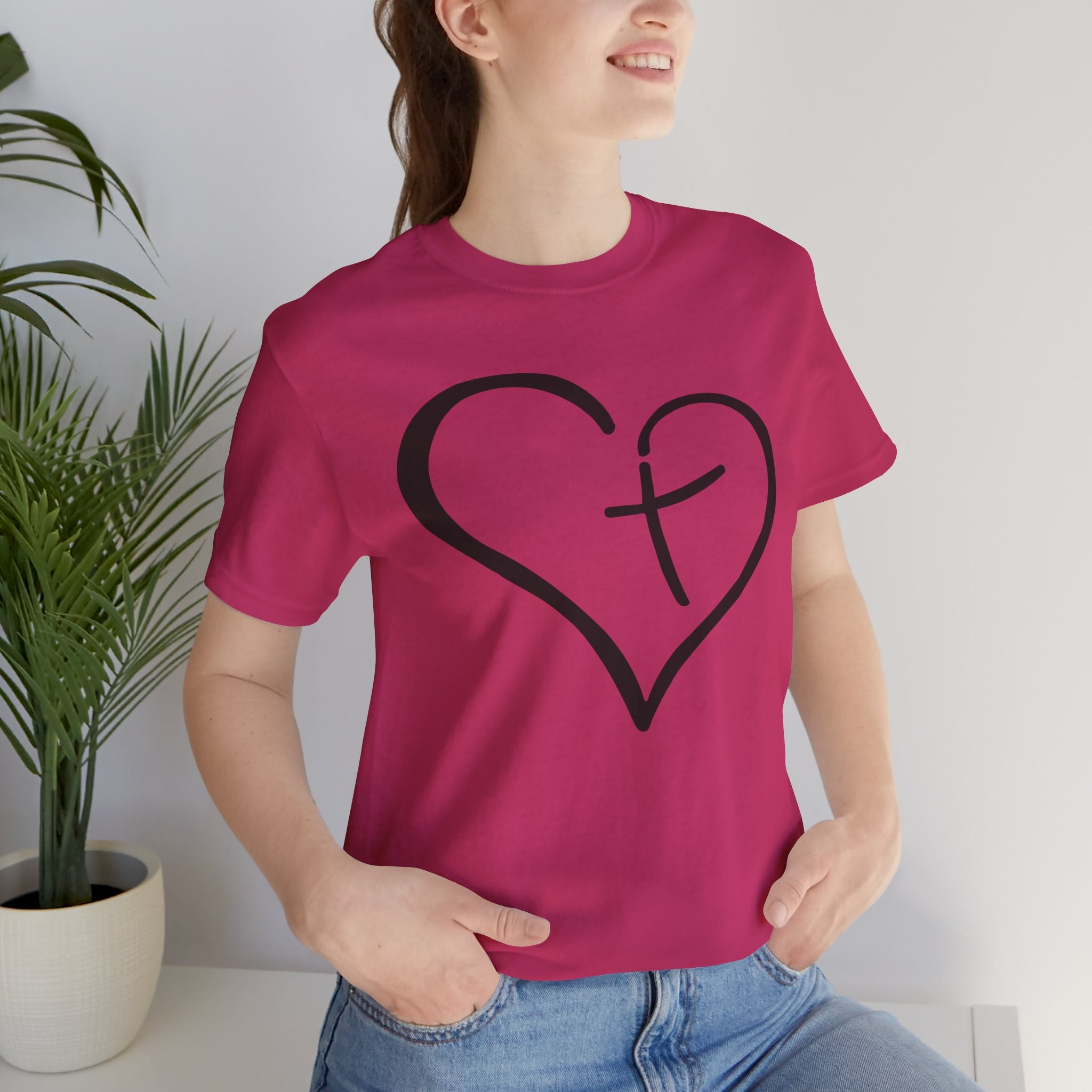 Christian Heart Cross T-Shirt | Minimalist Faith Tee | Christian Shirt