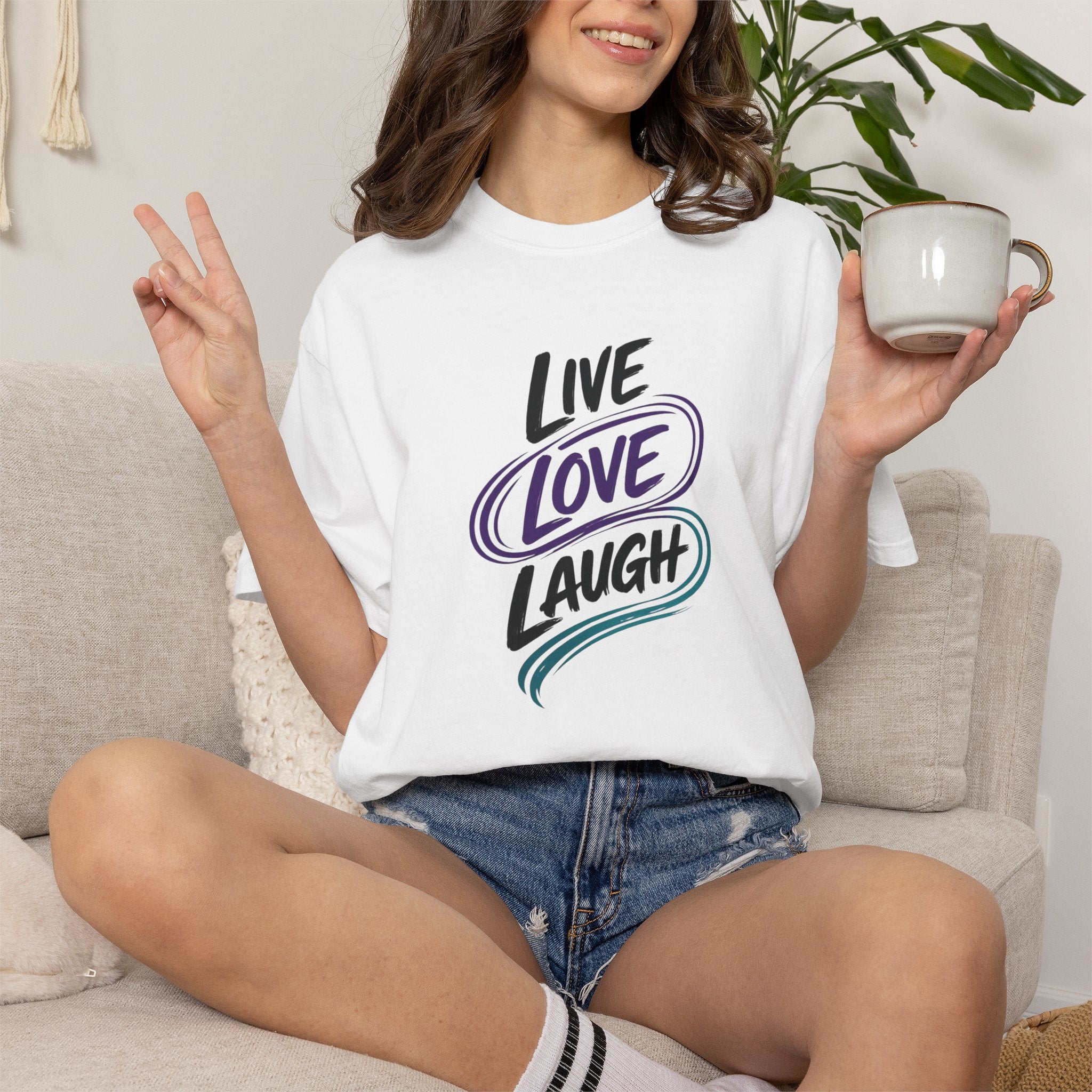 Live Love Laugh T-Shirt | Inspirational Mental Health Shirt | Motivational Graphic Tee | Comfort Colors® Unisex Tee