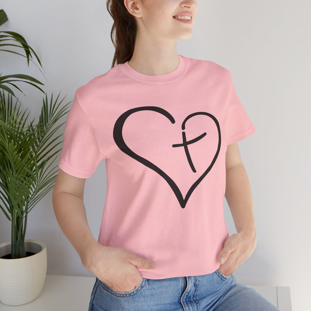 Christian Heart Cross T-Shirt | Minimalist Faith Tee | Christian Shirt