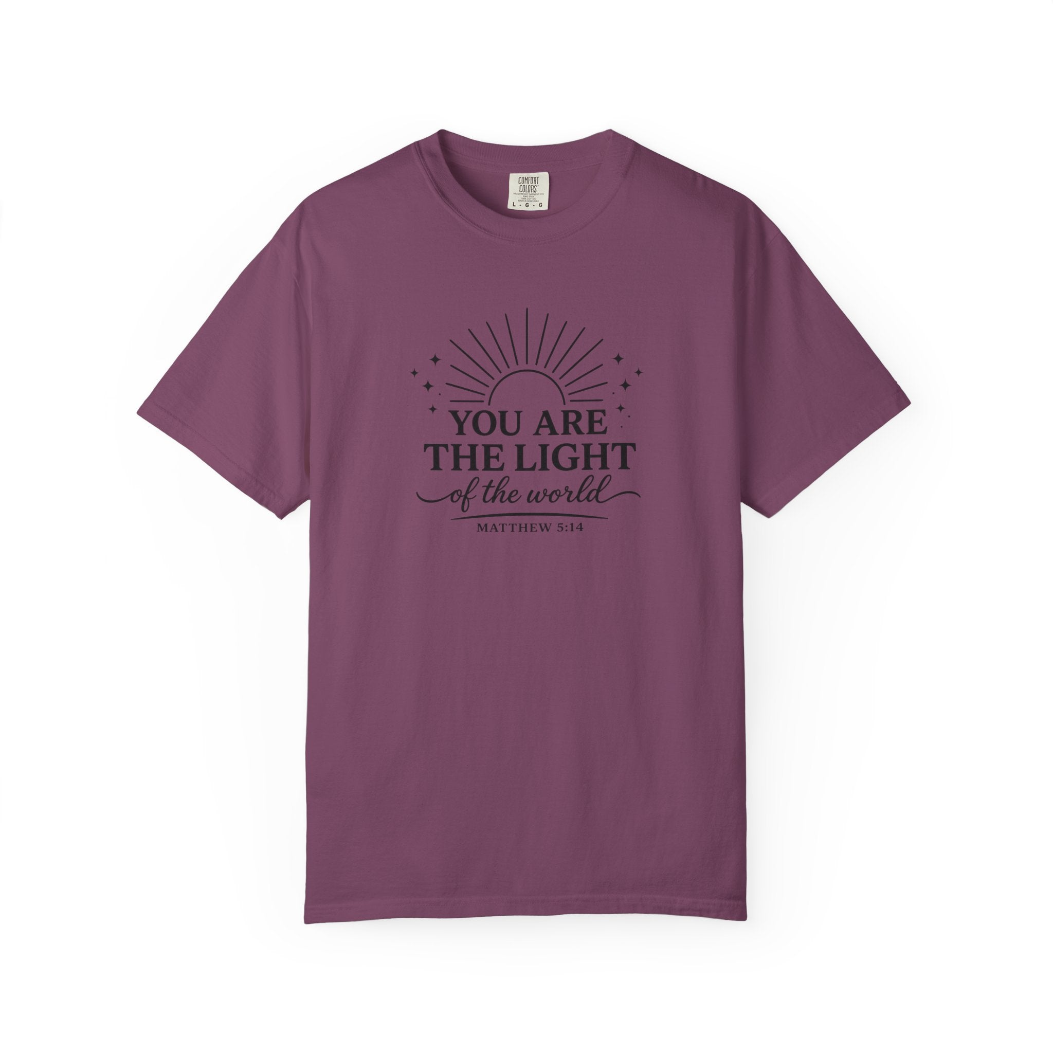 Matthew 5:14 “You Are the Light of the World” Comfort Colors® Christian Faith Tee