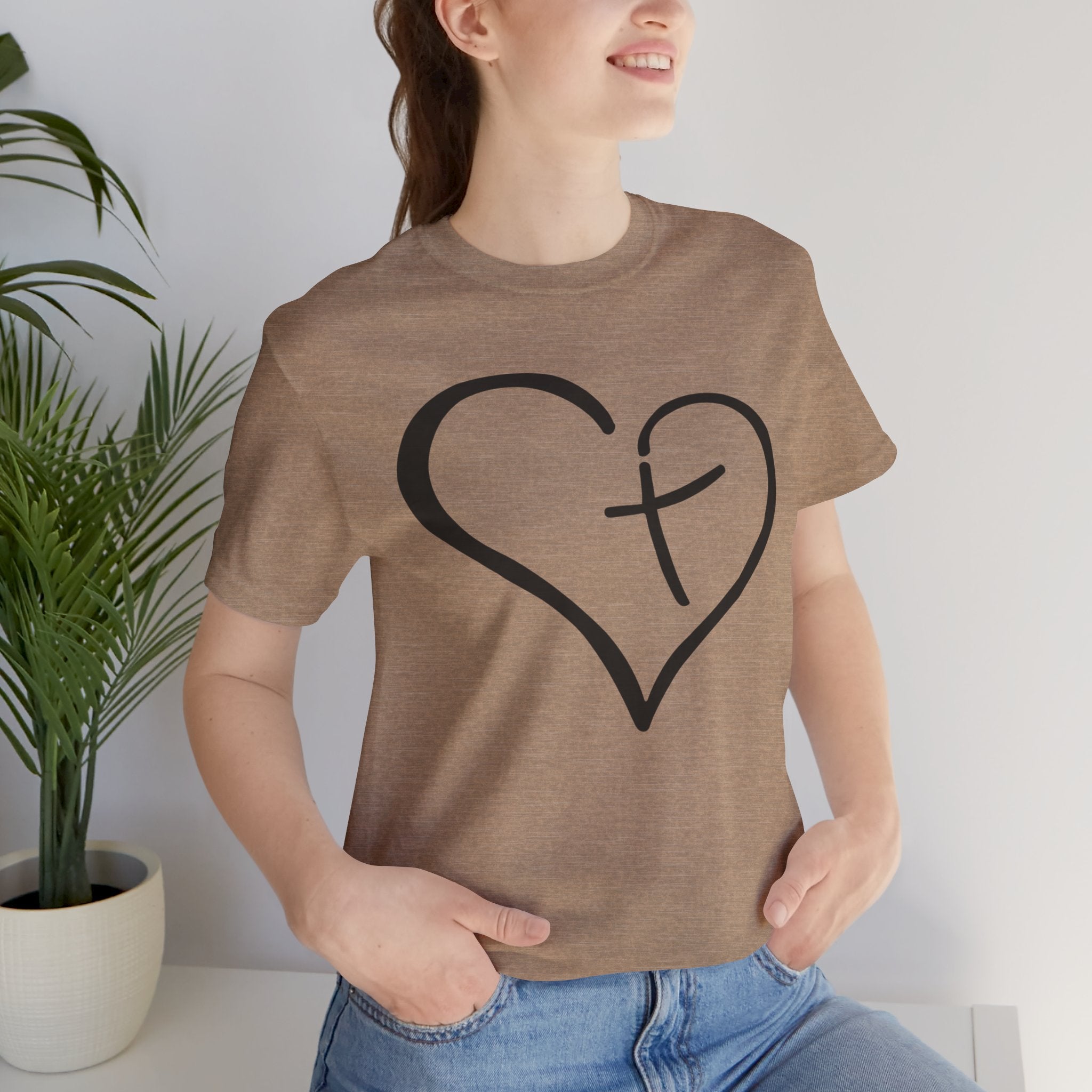 Christian Heart Cross T-Shirt | Minimalist Faith Tee | Christian Shirt