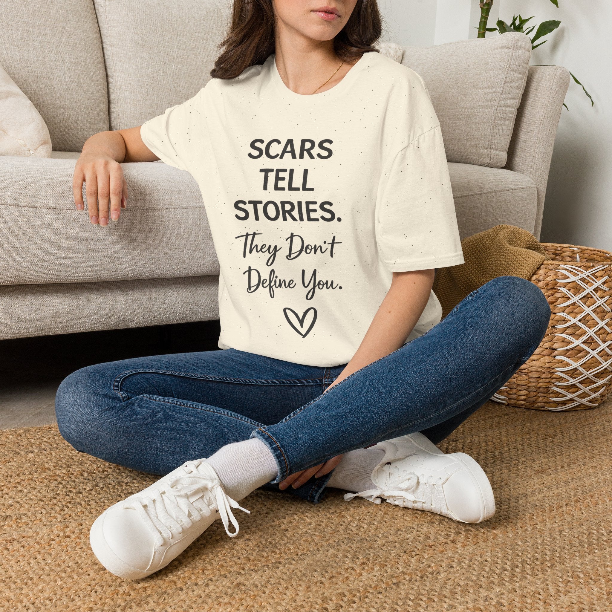 Scars Tell Stories, They Don't Define You T-Shirt | NUCCI™ Healing Journey Collection