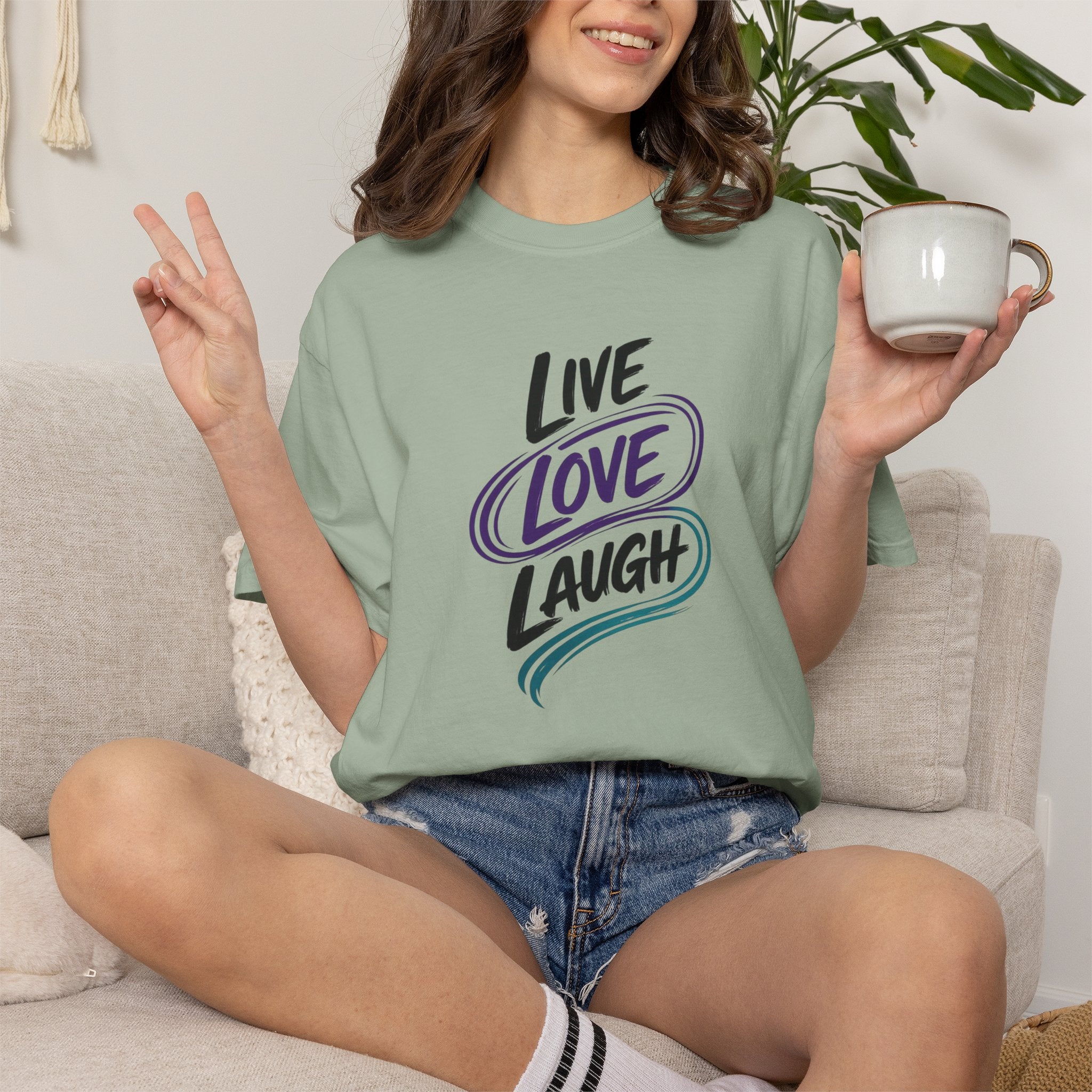 Live Love Laugh T-Shirt | Inspirational Mental Health Shirt | Motivational Graphic Tee | Comfort Colors® Unisex Tee