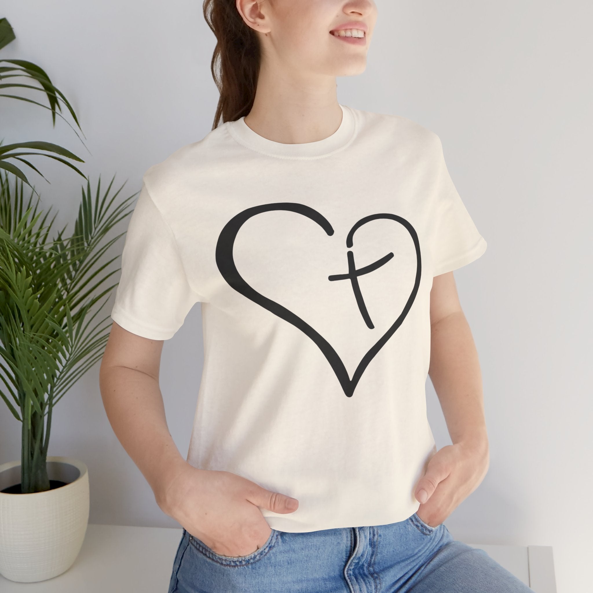 Christian Heart Cross T-Shirt | Minimalist Faith Tee | Christian Shirt