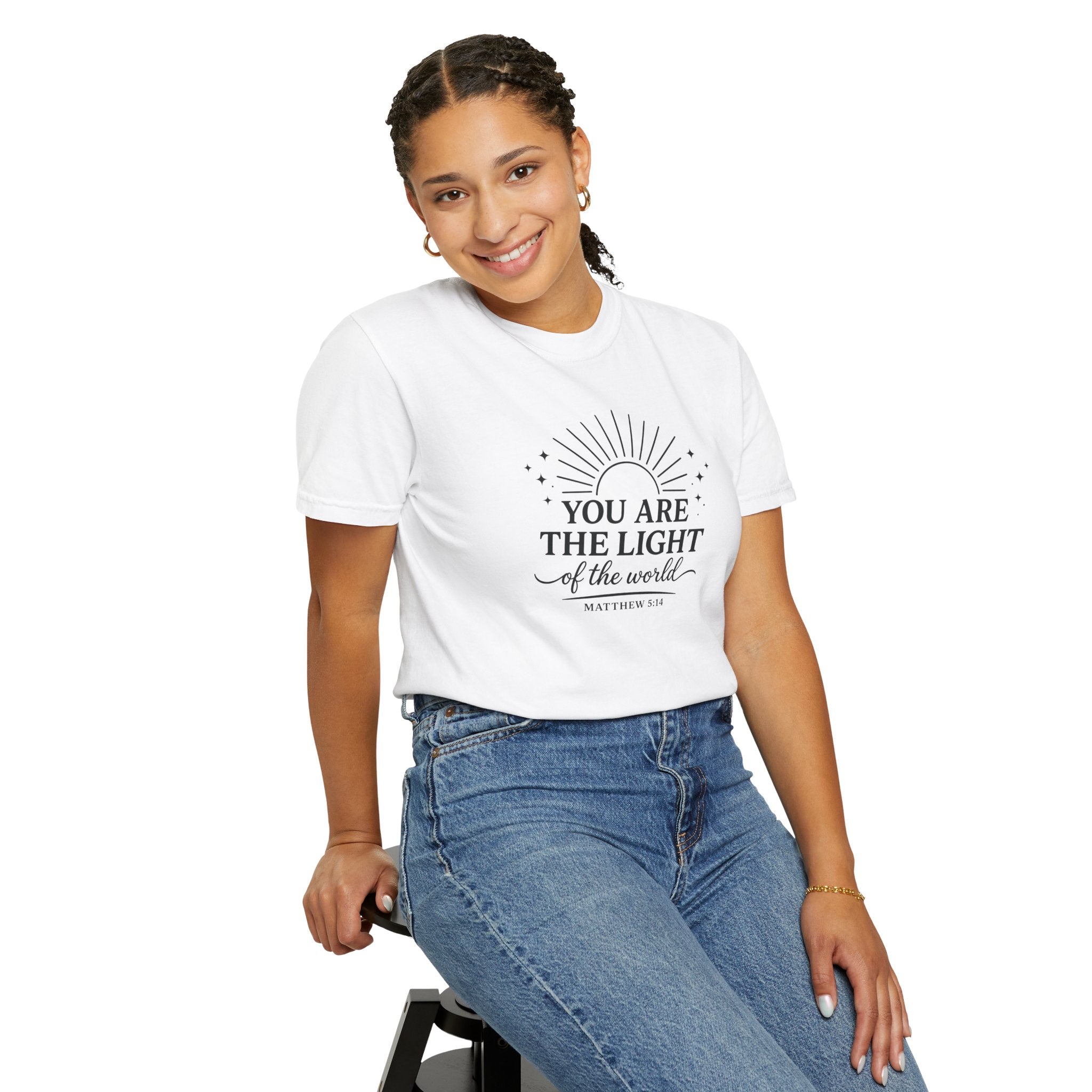 Matthew 5:14 “You Are the Light of the World” Comfort Colors® Christian Faith Tee