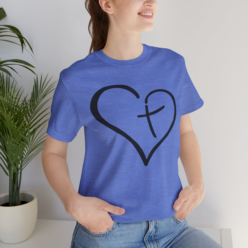 Christian Heart Cross T-Shirt | Minimalist Faith Tee | Christian Shirt