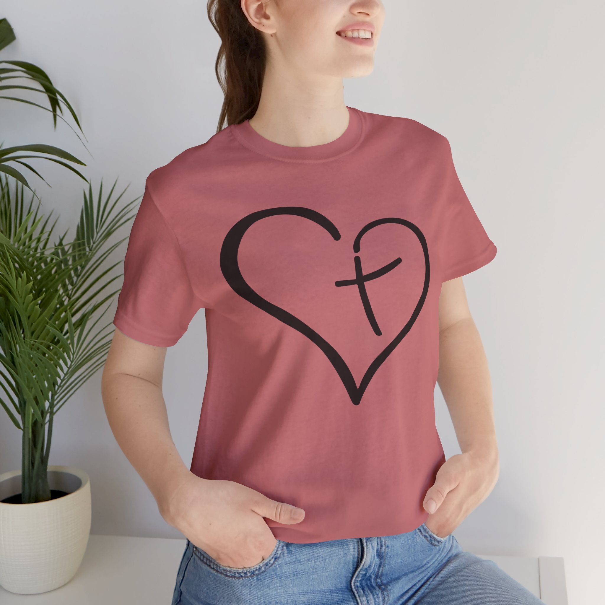 Christian Heart Cross T-Shirt | Minimalist Faith Tee | Christian Shirt
