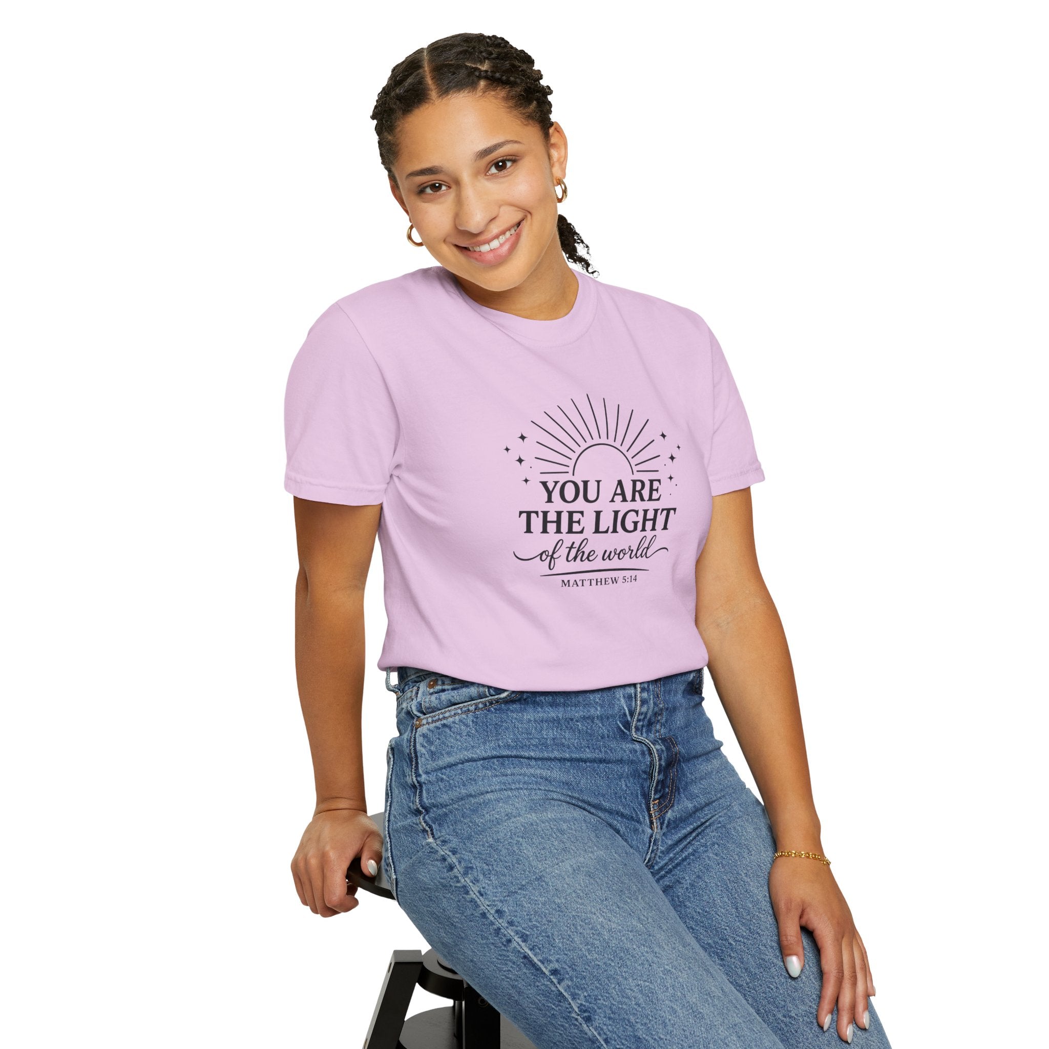 Matthew 5:14 “You Are the Light of the World” Comfort Colors® Christian Faith Tee
