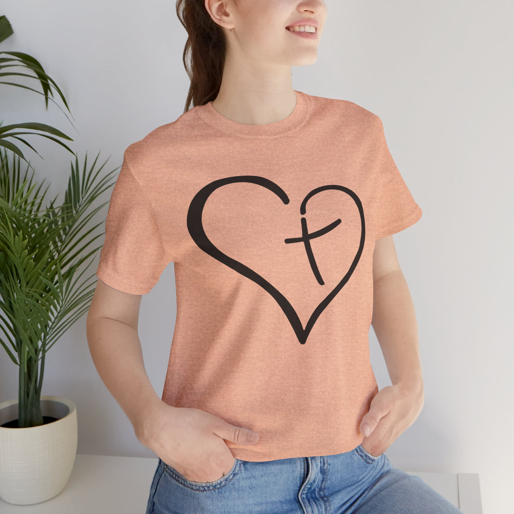 Christian Heart Cross T-Shirt | Minimalist Faith Tee | Christian Shirt