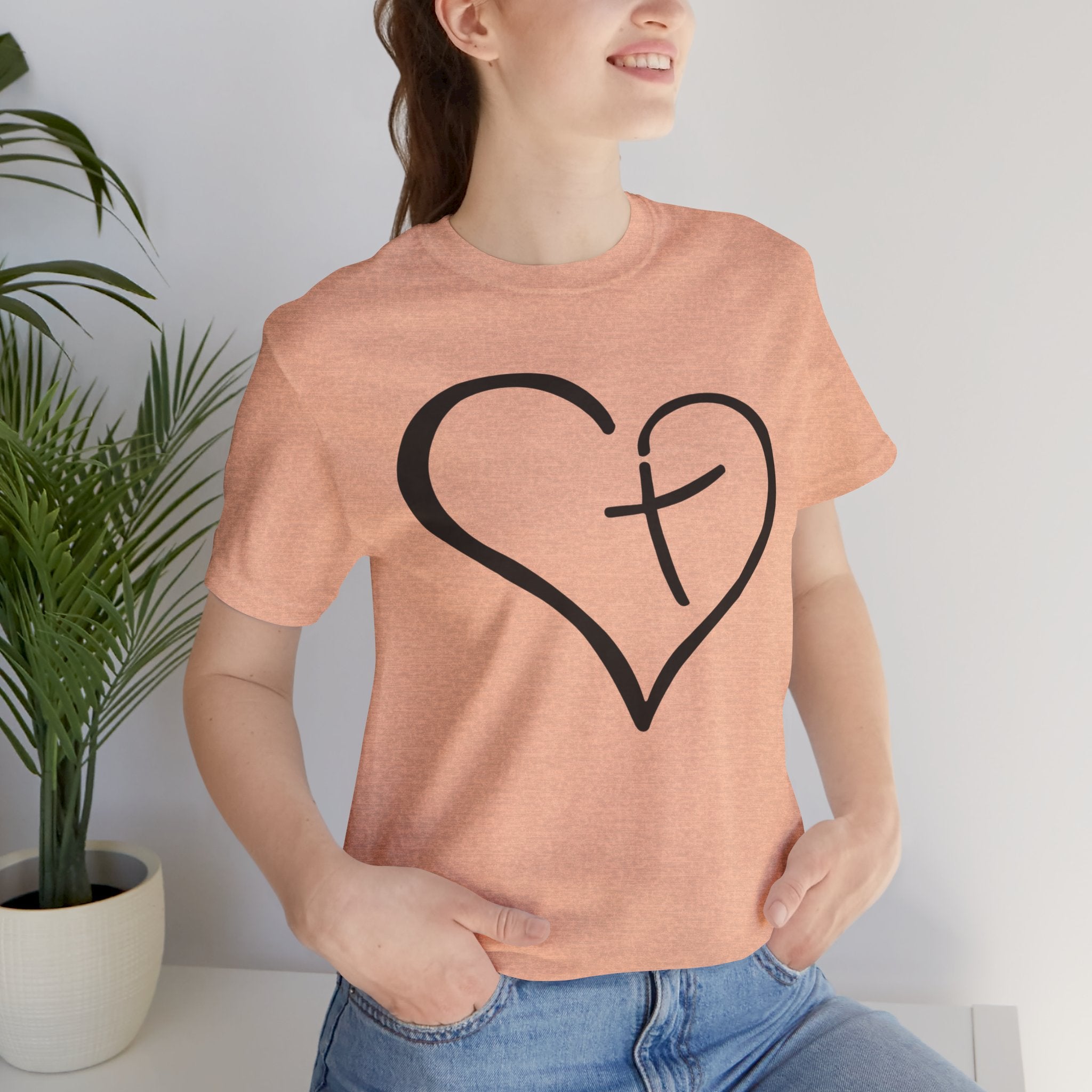 Christian Heart Cross T-Shirt | Minimalist Faith Tee | Christian Shirt