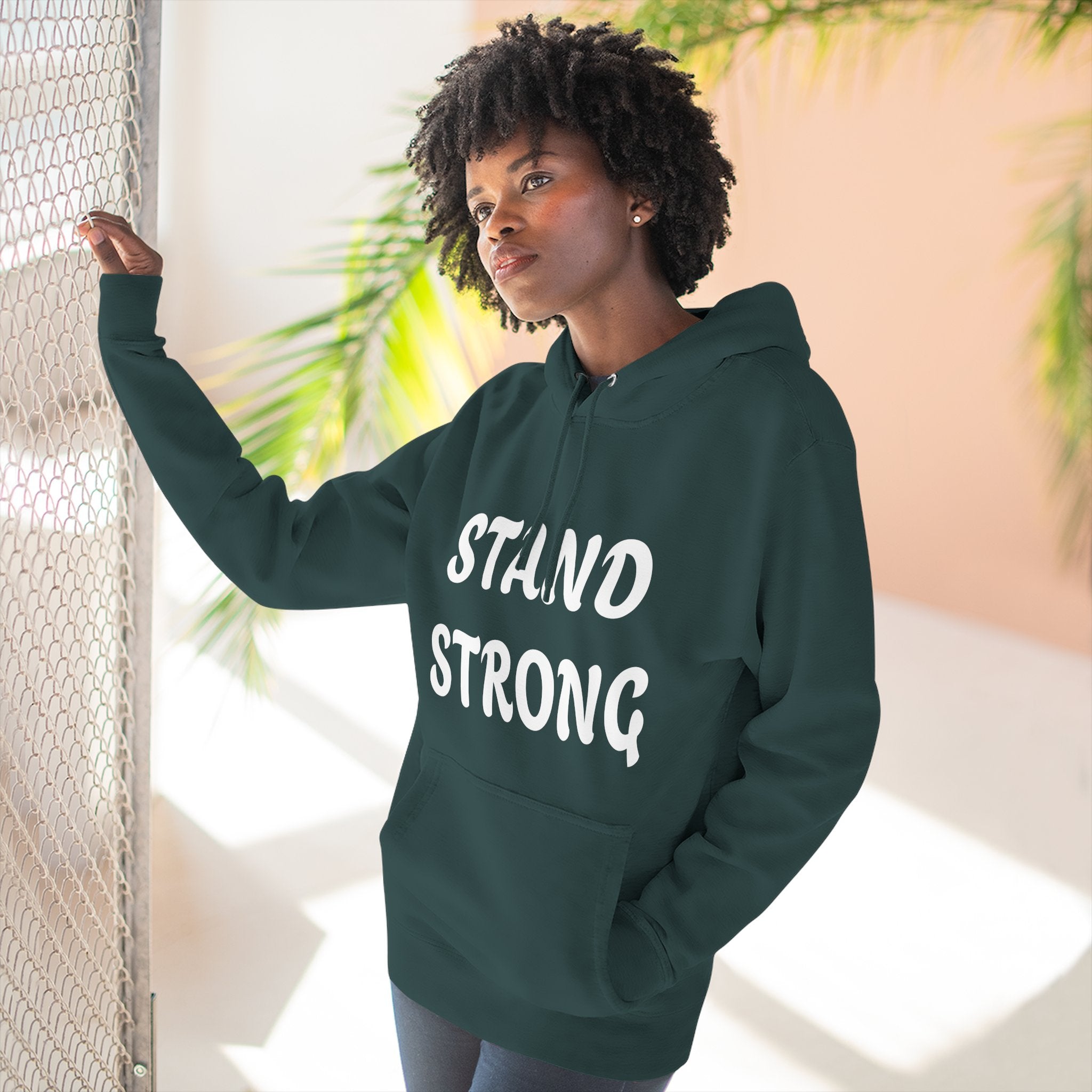 Stand Strong Hoodie — Motivational Fleece Pullover
