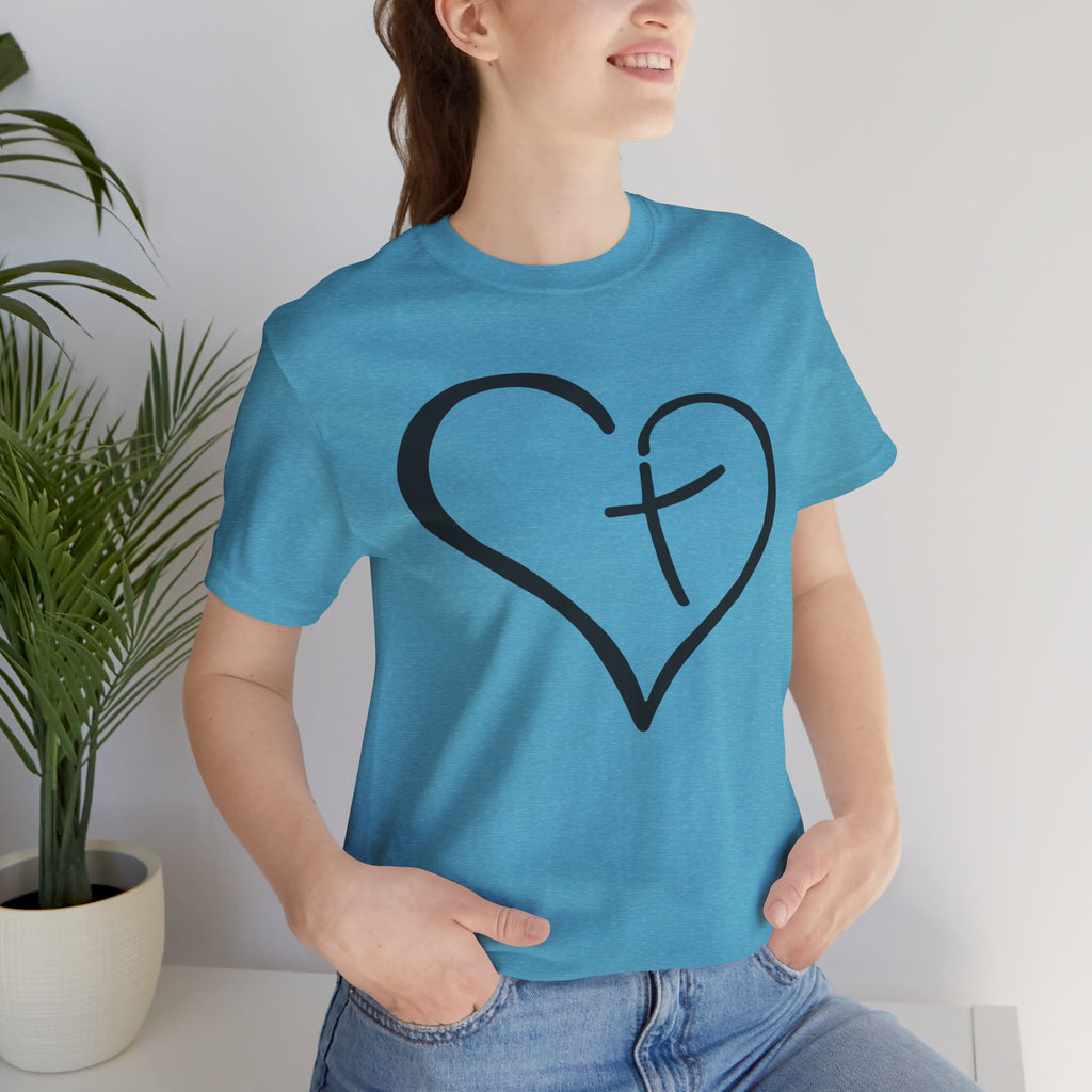 Christian Heart Cross T-Shirt | Minimalist Faith Tee | Christian Shirt
