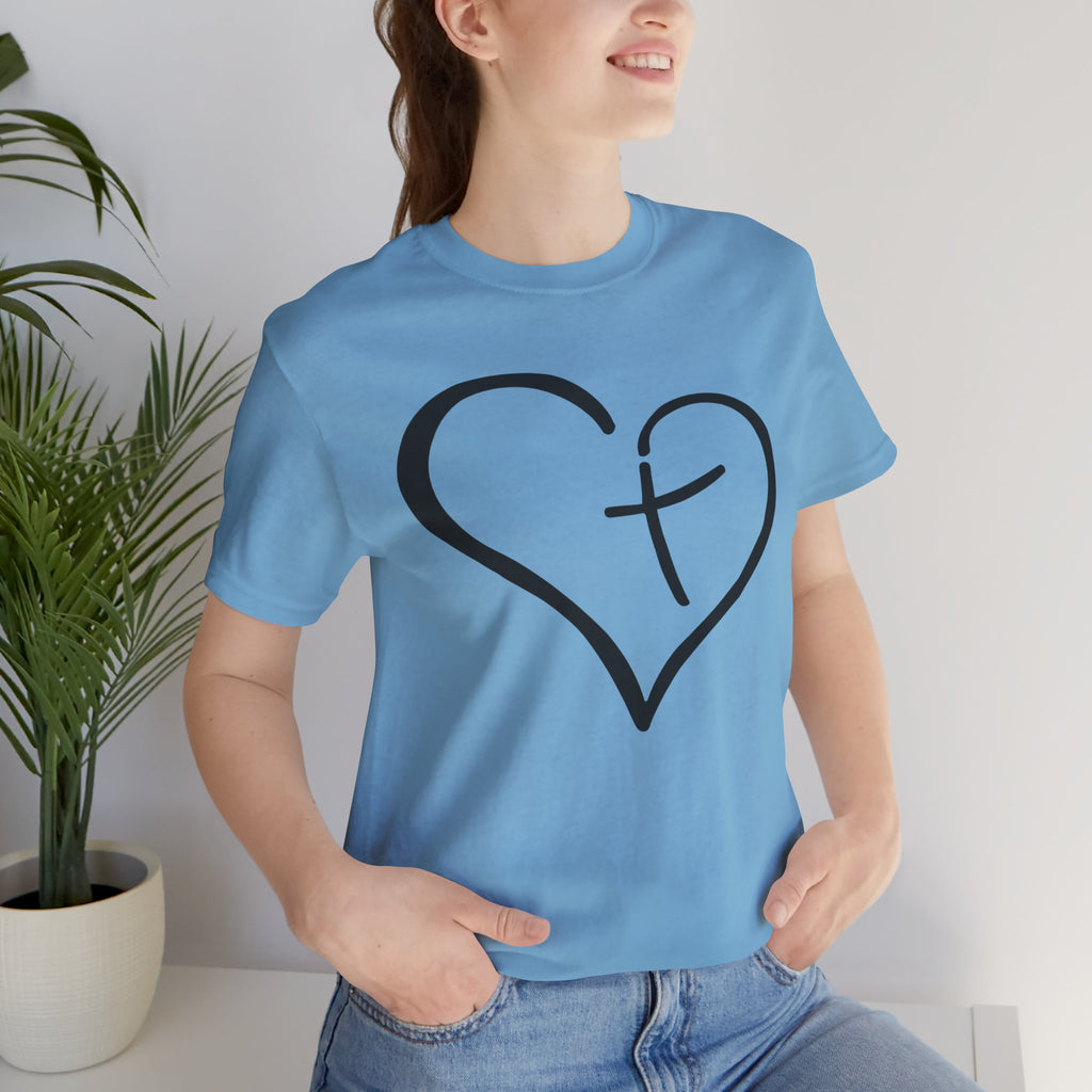 Christian Heart Cross T-Shirt | Minimalist Faith Tee | Christian Shirt