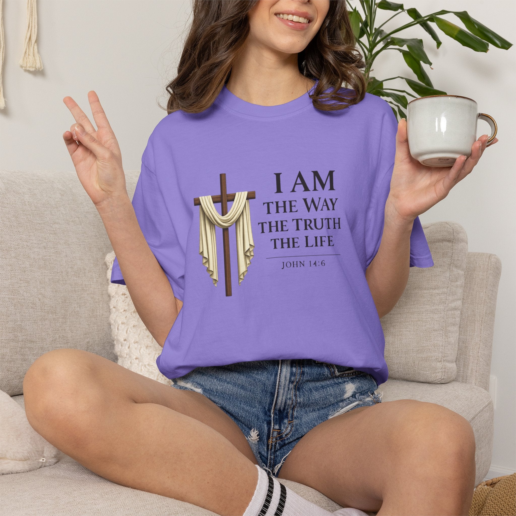 John 14:6 Christian Faith T-Shirt – “I Am the Way, the Truth, the Life” Comfort Colors® Tee