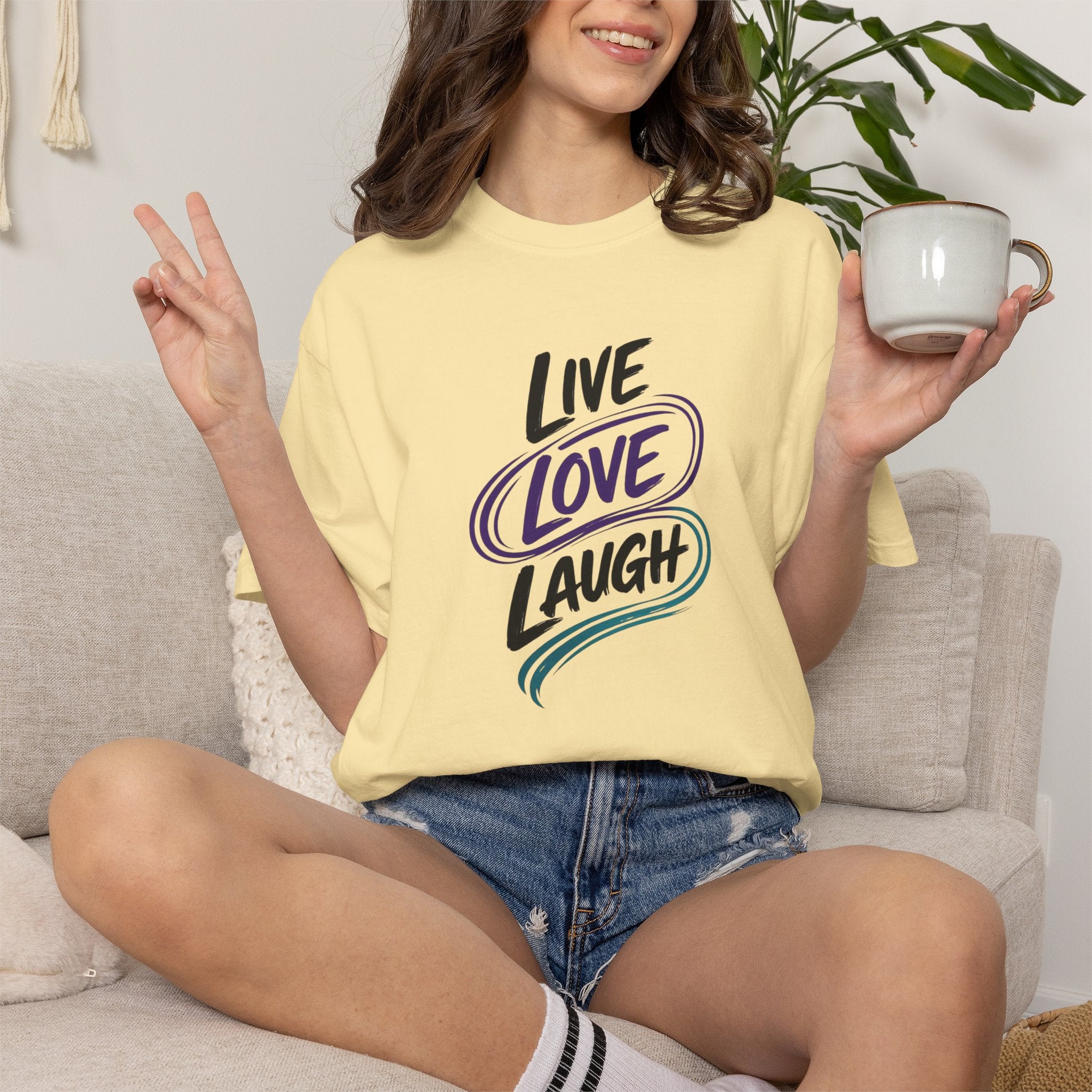 Live Love Laugh T-Shirt | Inspirational Mental Health Shirt | Motivational Graphic Tee | Comfort Colors® Unisex Tee