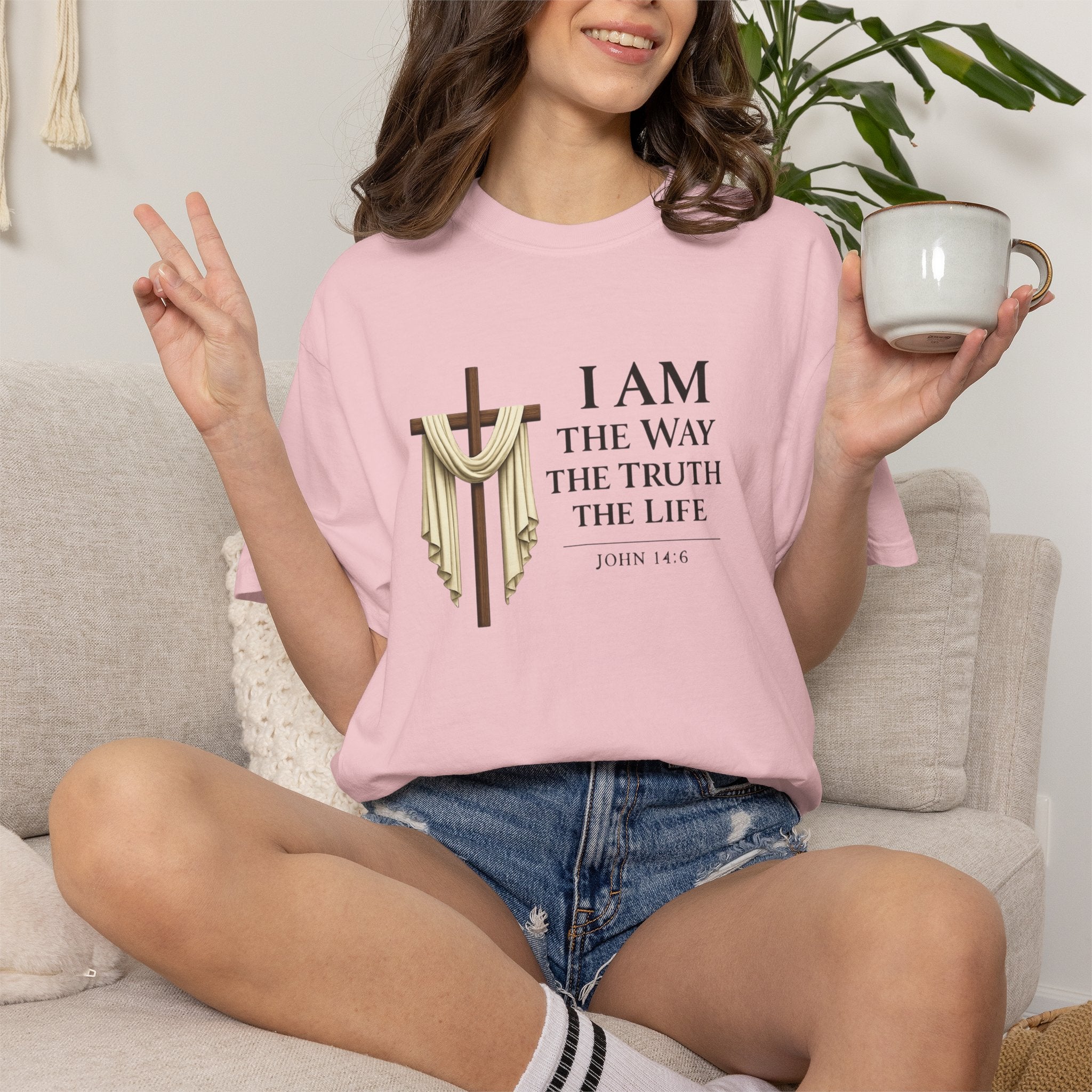 John 14:6 Christian Faith T-Shirt – “I Am the Way, the Truth, the Life” Comfort Colors® Tee