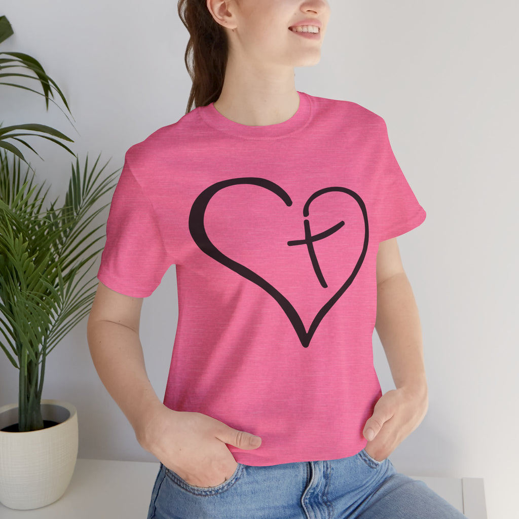Christian Heart Cross T-Shirt | Minimalist Faith Tee | Christian Shirt