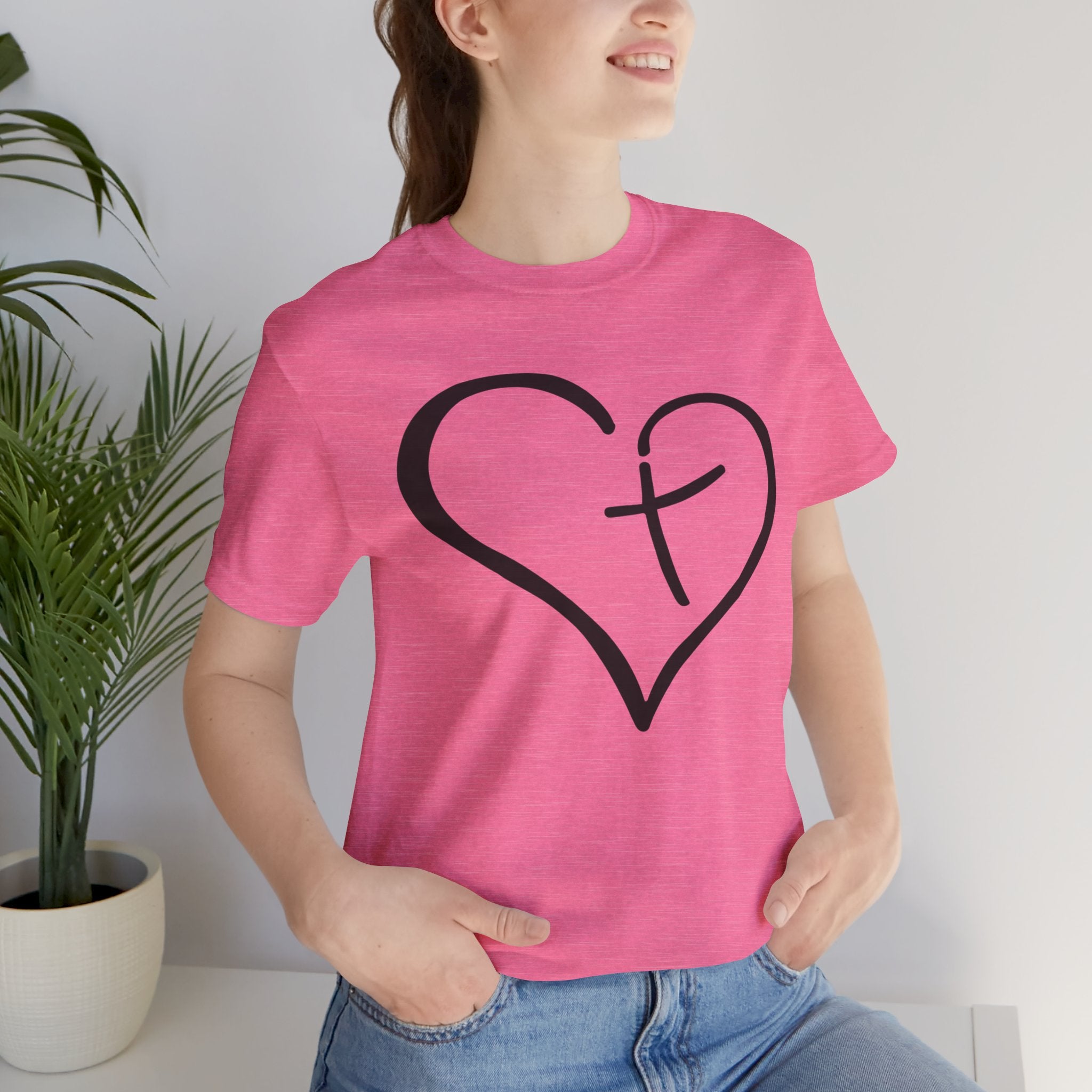 Christian Heart Cross T-Shirt | Minimalist Faith Tee | Christian Shirt