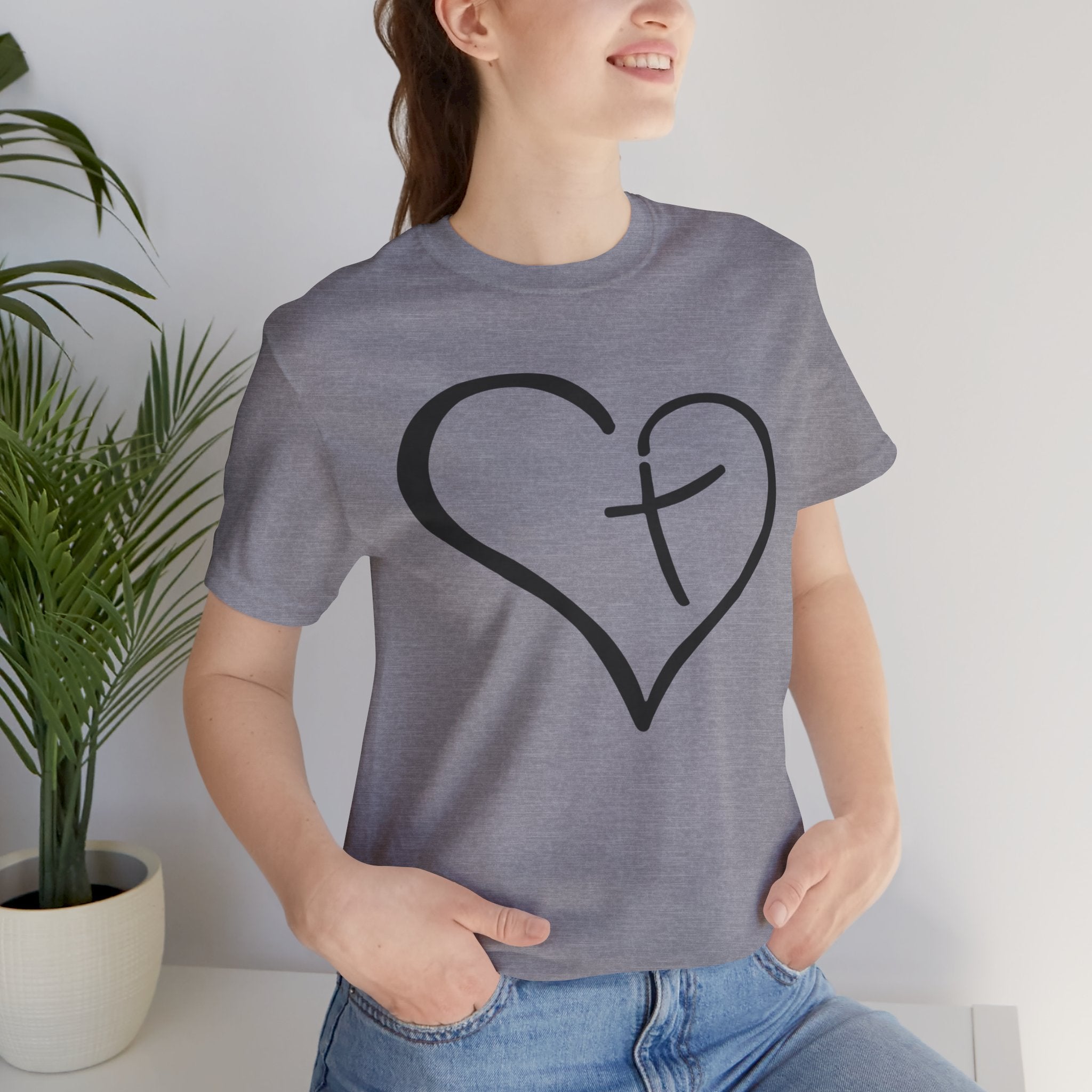 Christian Heart Cross T-Shirt | Minimalist Faith Tee | Christian Shirt