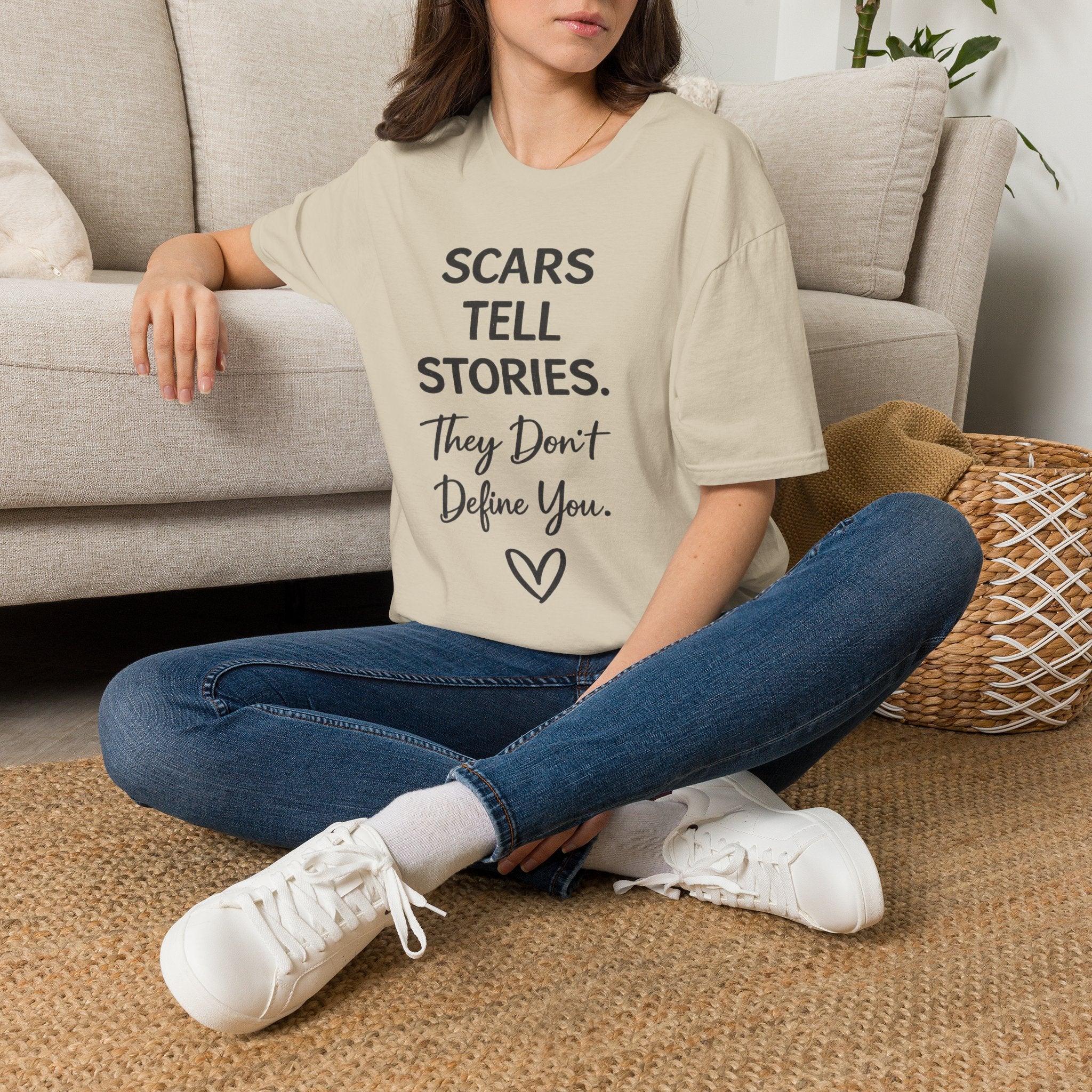 Scars Tell Stories, They Don't Define You T-Shirt | NUCCI™ Healing Journey Collection