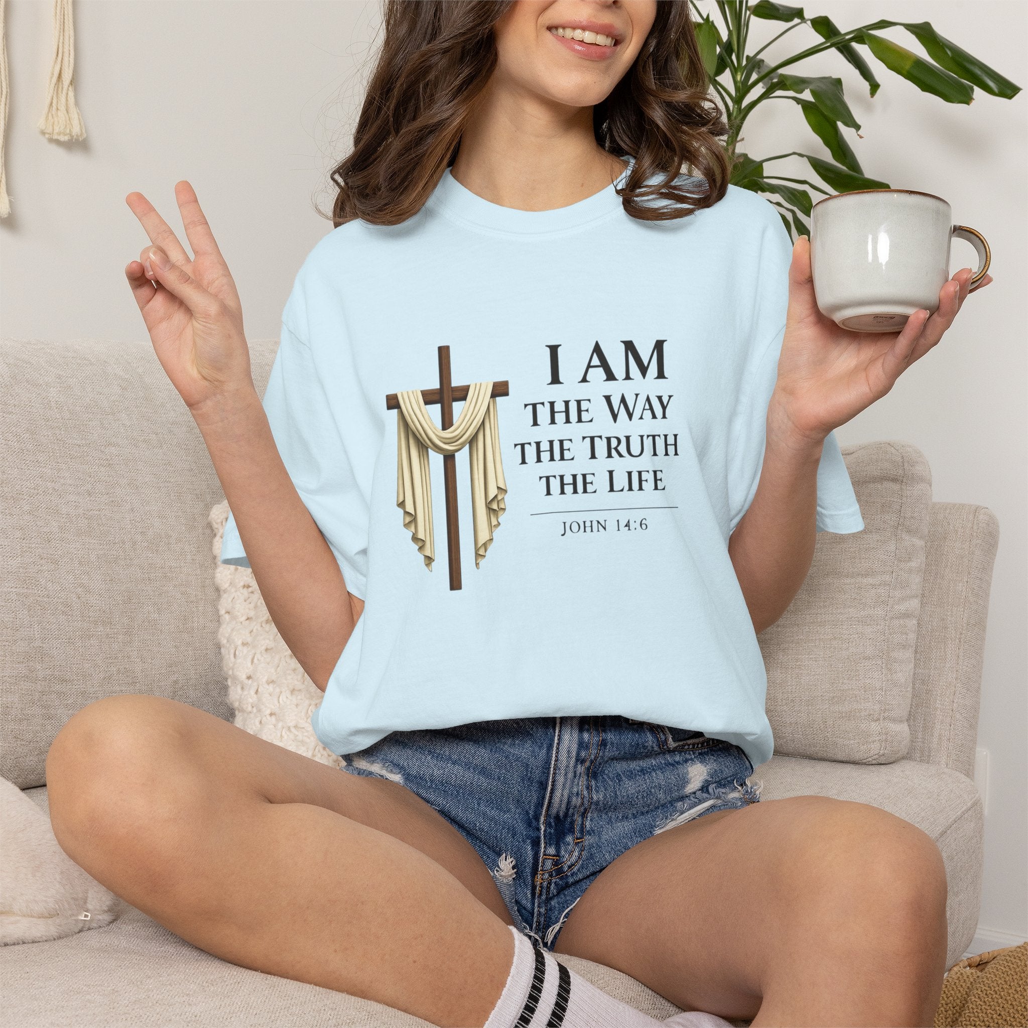 John 14:6 Christian Faith T-Shirt – “I Am the Way, the Truth, the Life” Comfort Colors® Tee