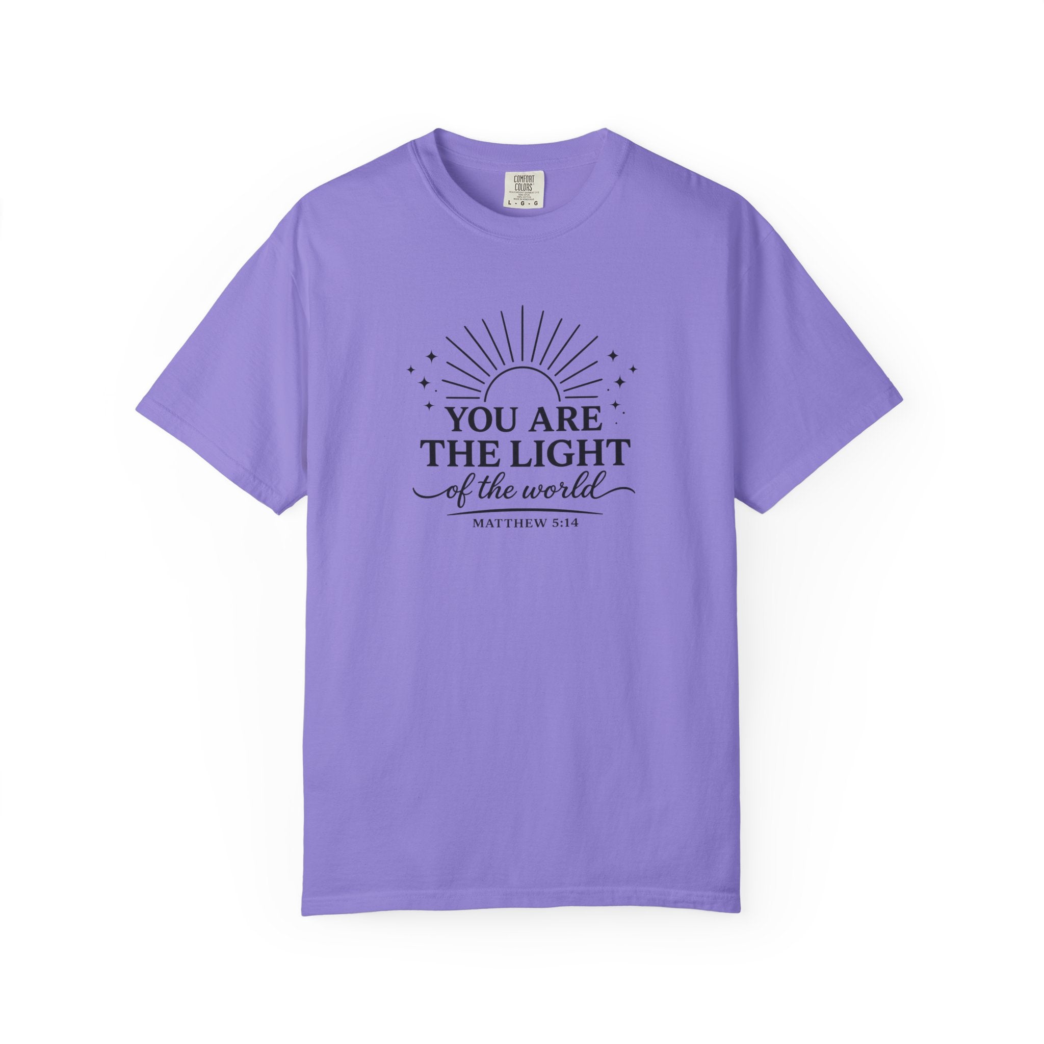 Matthew 5:14 “You Are the Light of the World” Comfort Colors® Christian Faith Tee