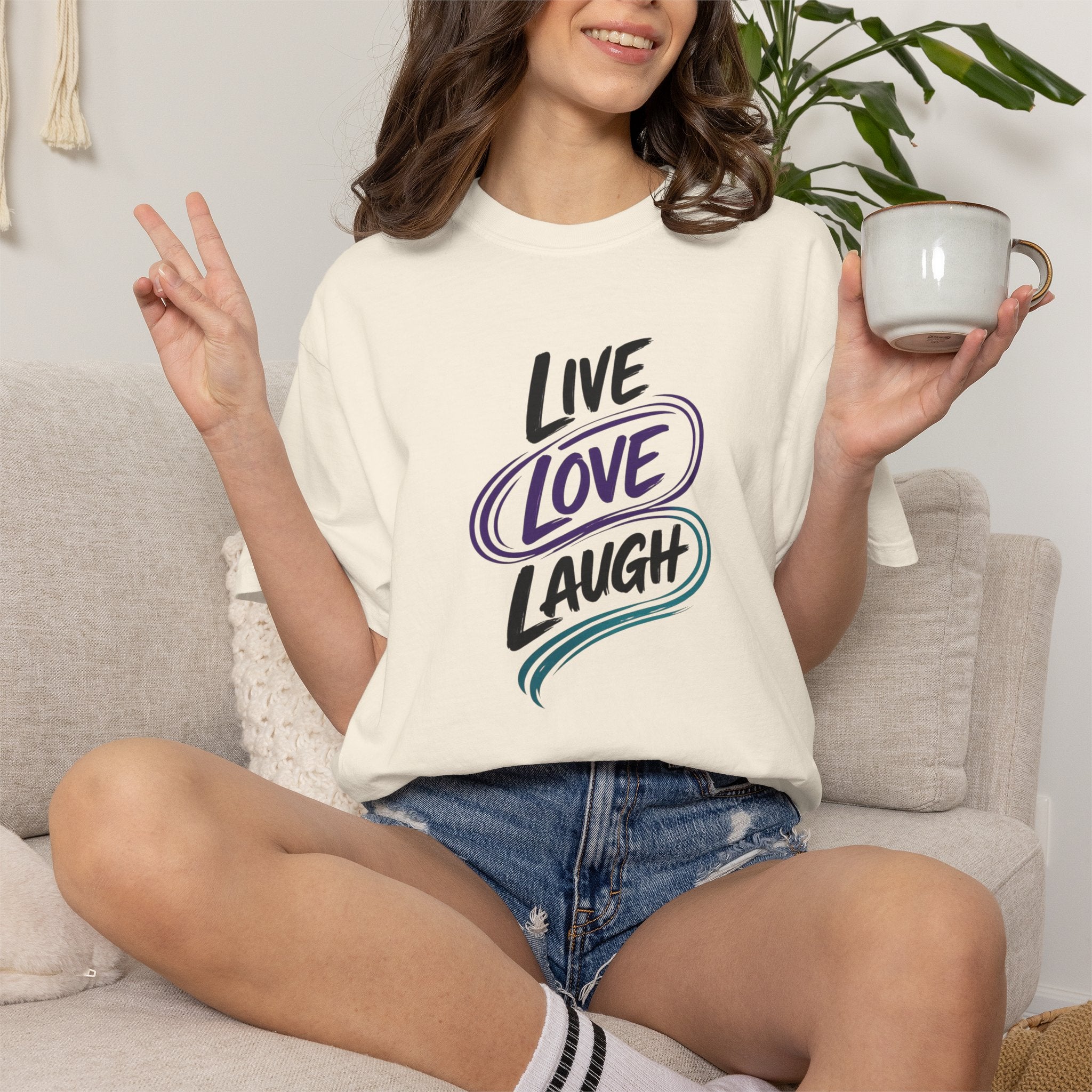 Live Love Laugh T-Shirt | Inspirational Mental Health Shirt | Motivational Graphic Tee | Comfort Colors® Unisex Tee