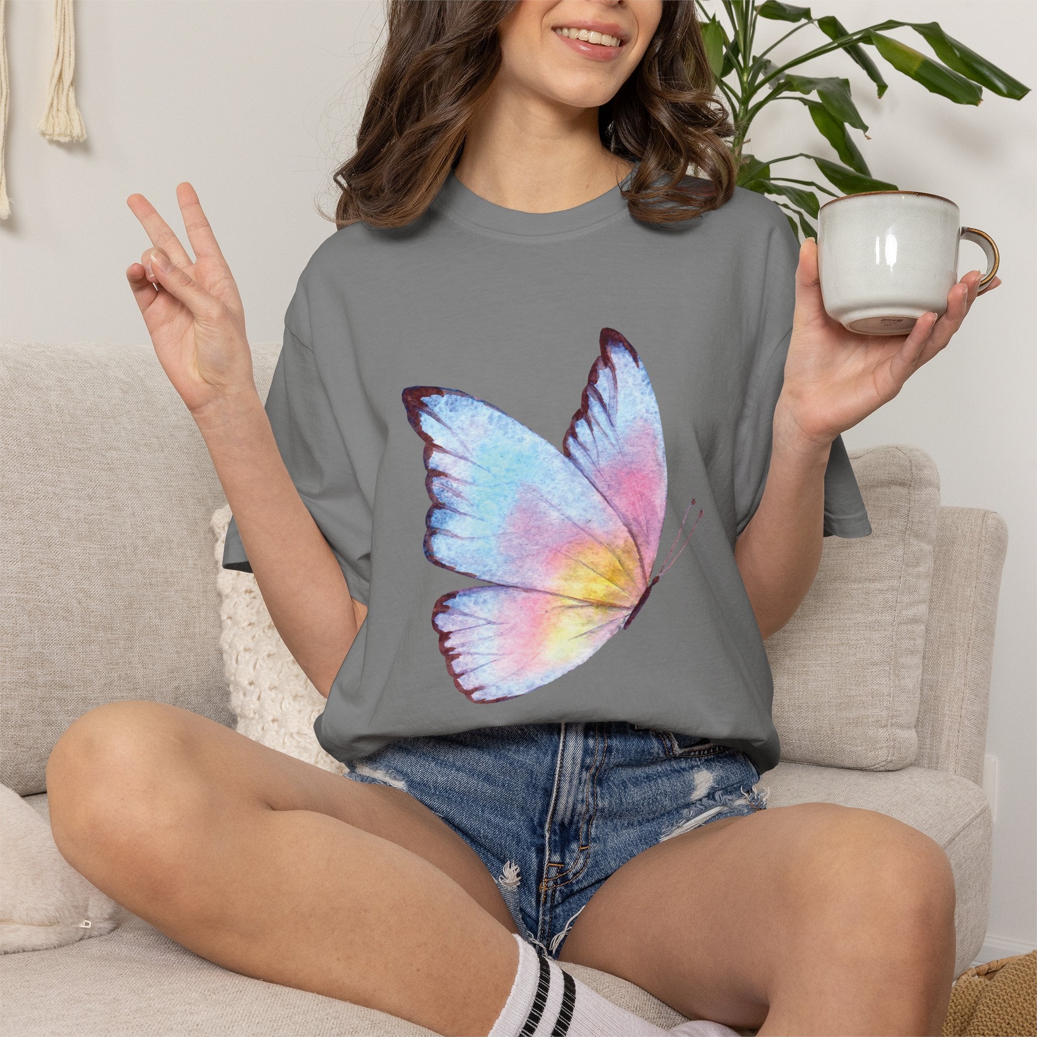 Pastel Watercolor Butterfly Graphic Tee | Comfort Colors® 1717 | NUCCI™ Signature Collection