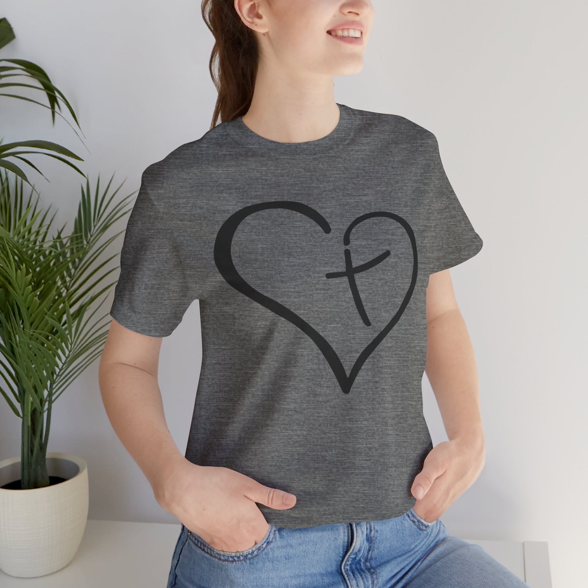 Christian Heart Cross T-Shirt | Minimalist Faith Tee | Christian Shirt