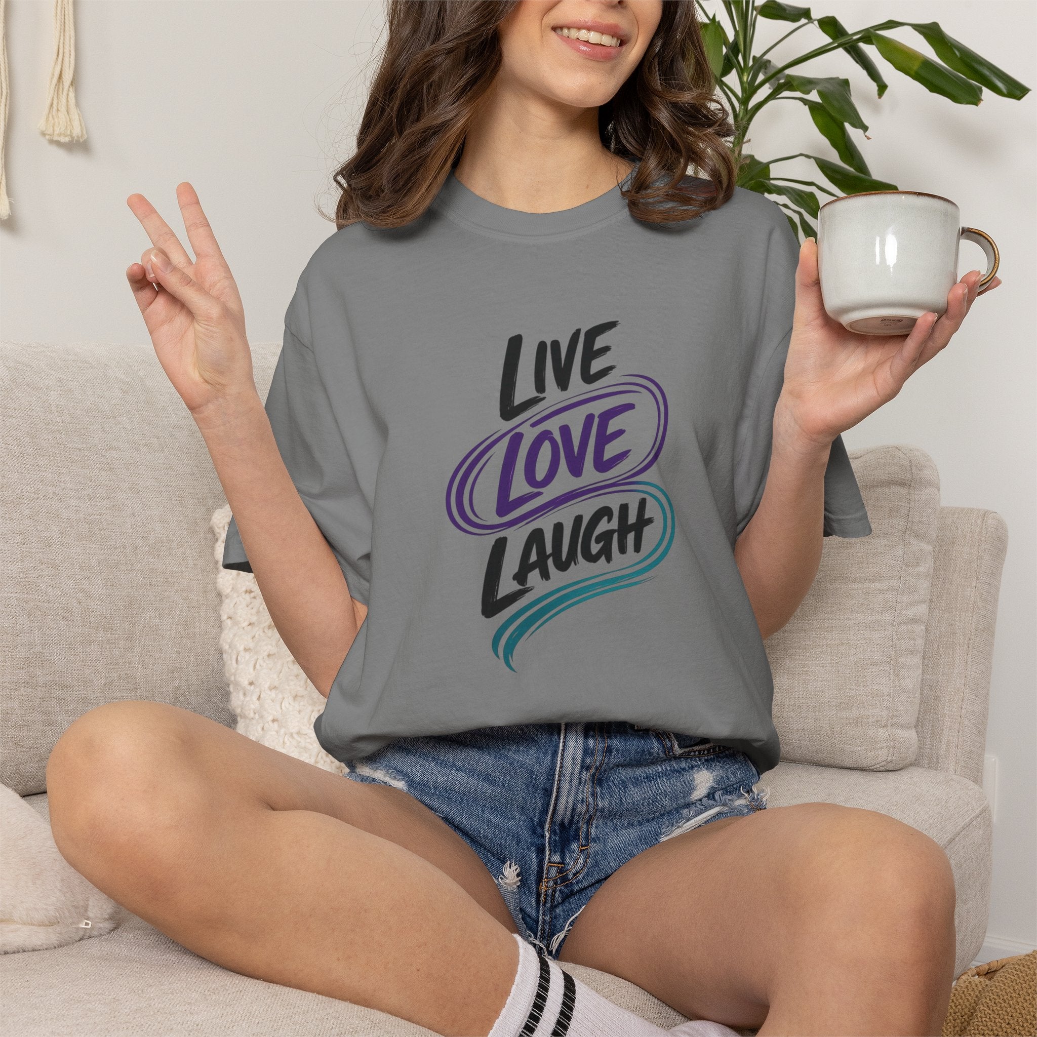 Live Love Laugh T-Shirt | Inspirational Mental Health Shirt | Motivational Graphic Tee | Comfort Colors® Unisex Tee