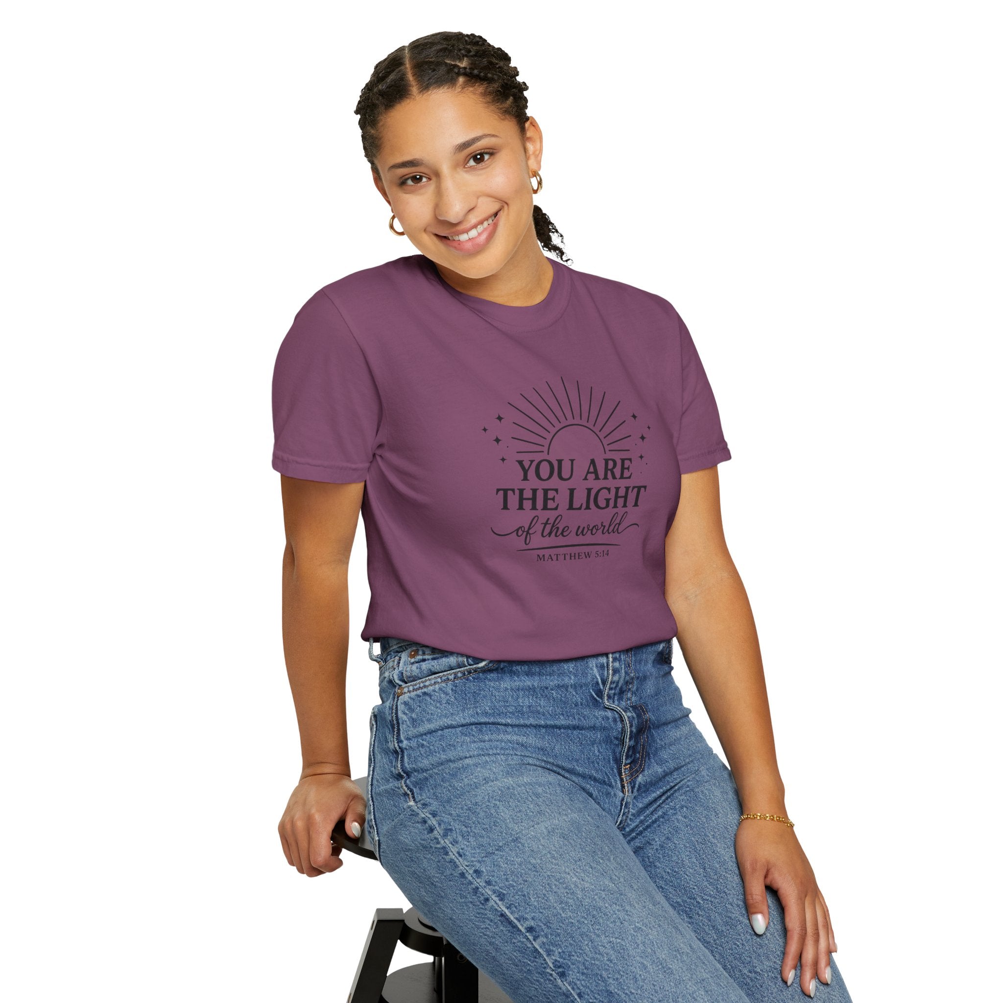 Matthew 5:14 “You Are the Light of the World” Comfort Colors® Christian Faith Tee
