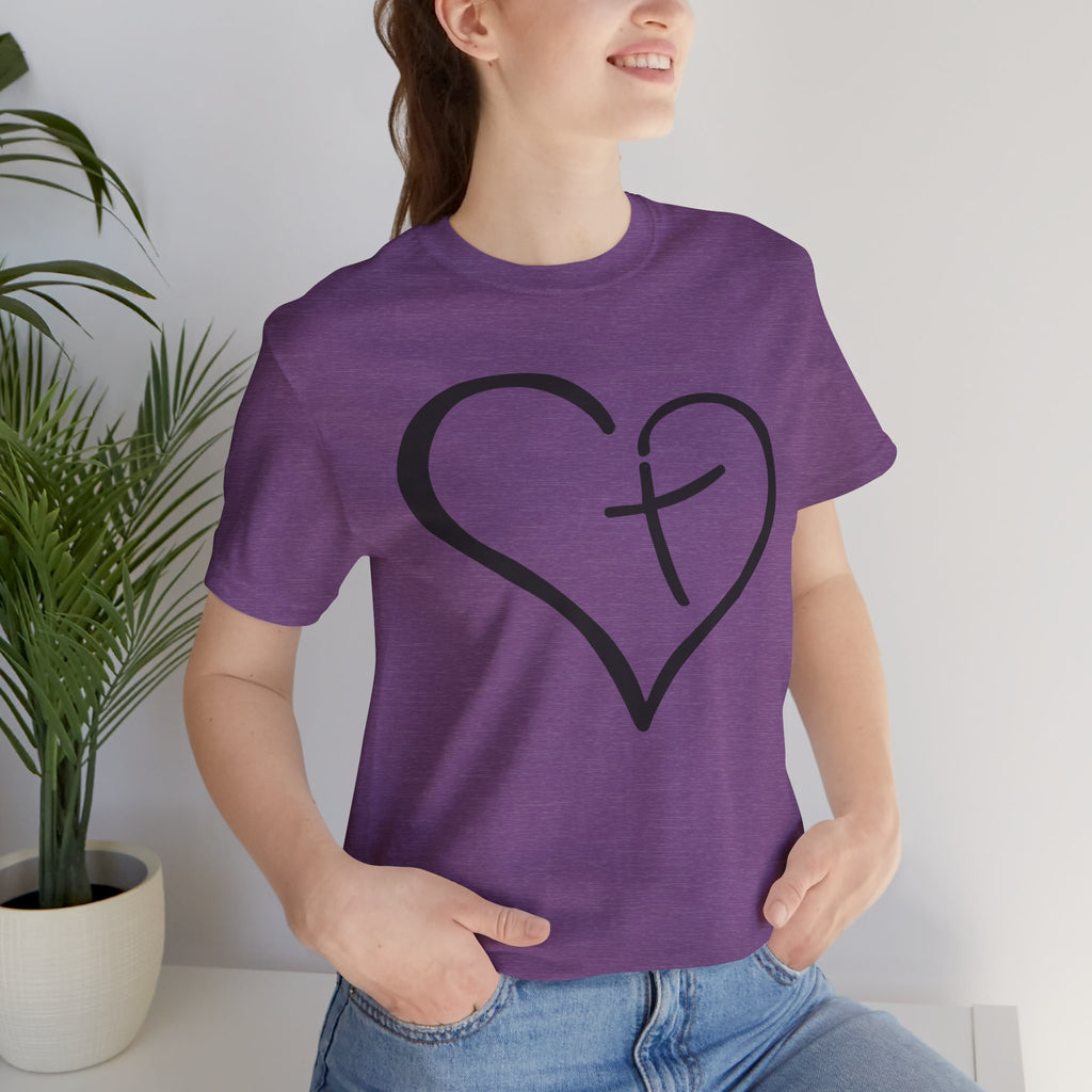 Christian Heart Cross T-Shirt | Minimalist Faith Tee | Christian Shirt
