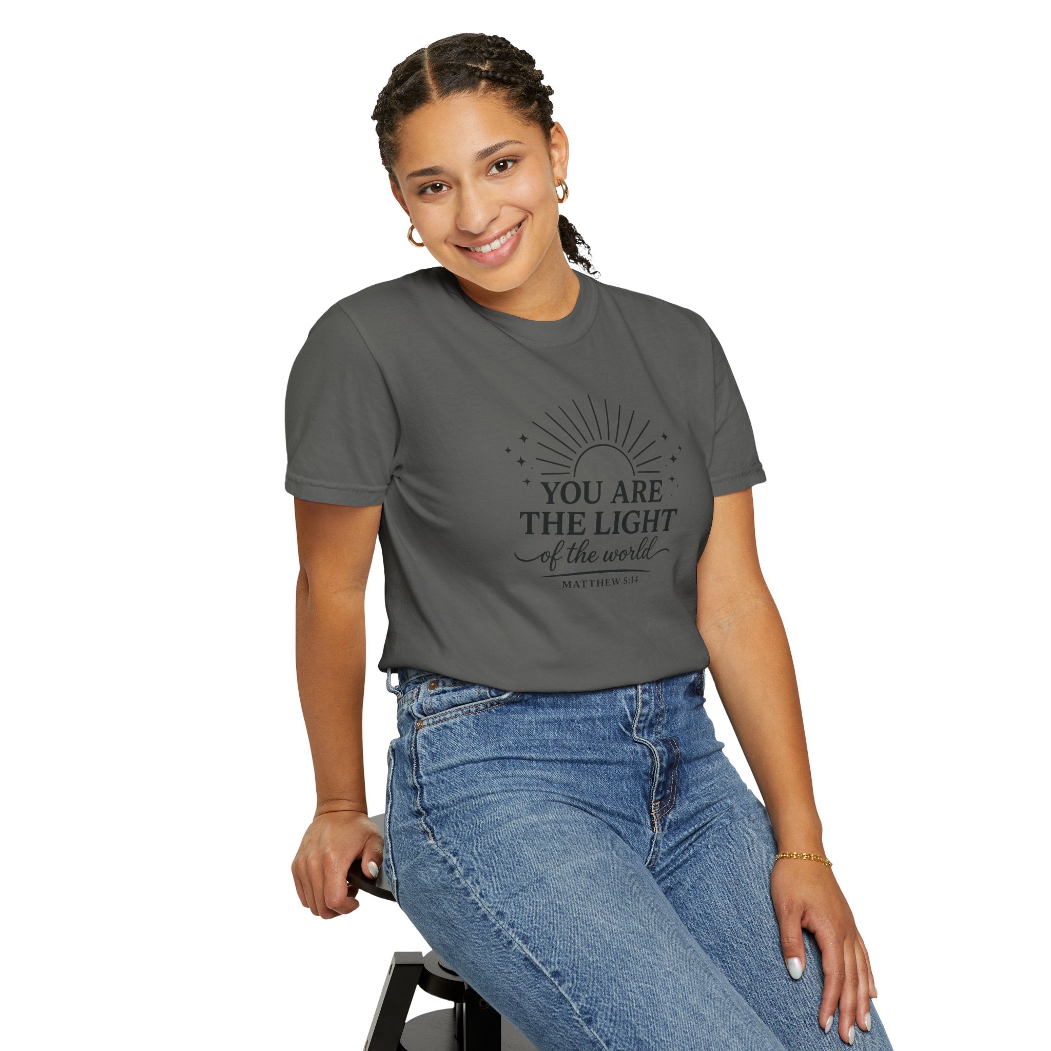 Matthew 5:14 “You Are the Light of the World” Comfort Colors® Christian Faith Tee
