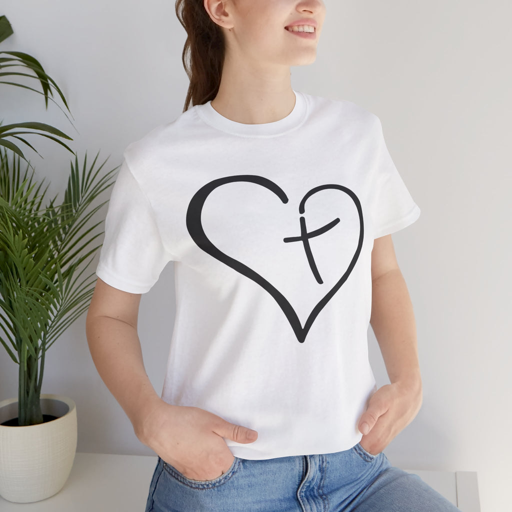 Christian Heart Cross T-Shirt | Minimalist Faith Tee | Christian Shirt