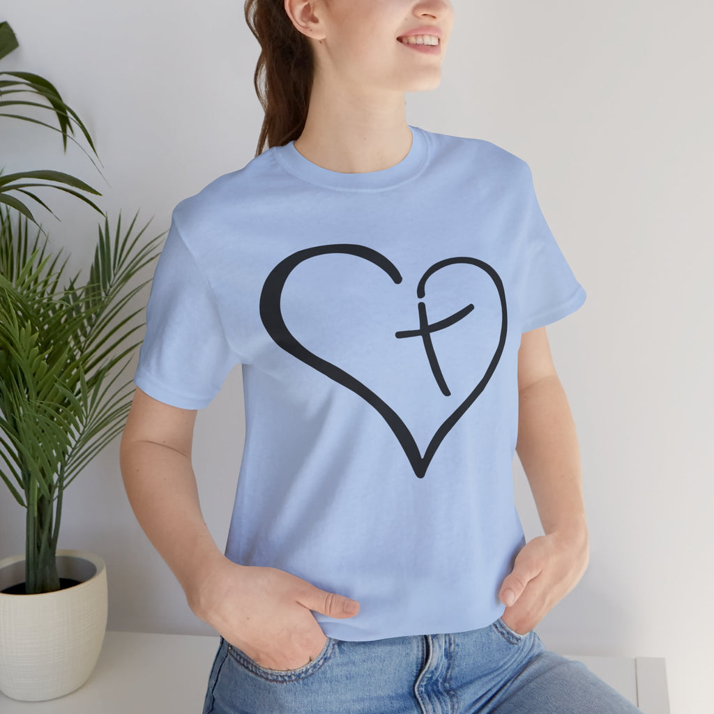 Christian Heart Cross T-Shirt | Minimalist Faith Tee | Christian Shirt