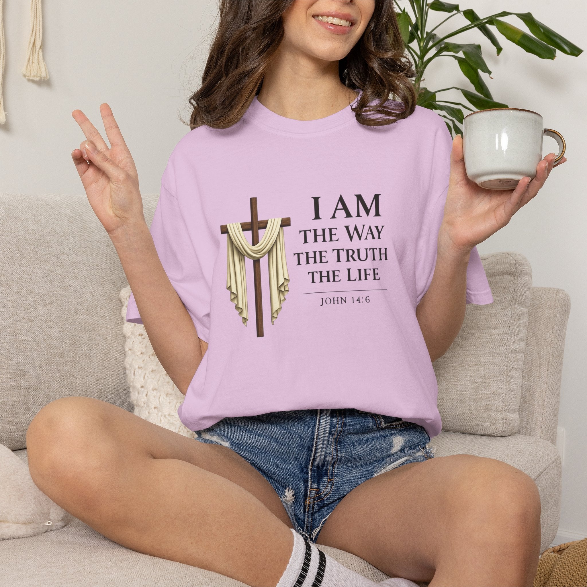 John 14:6 Christian Faith T-Shirt – “I Am the Way, the Truth, the Life” Comfort Colors® Tee