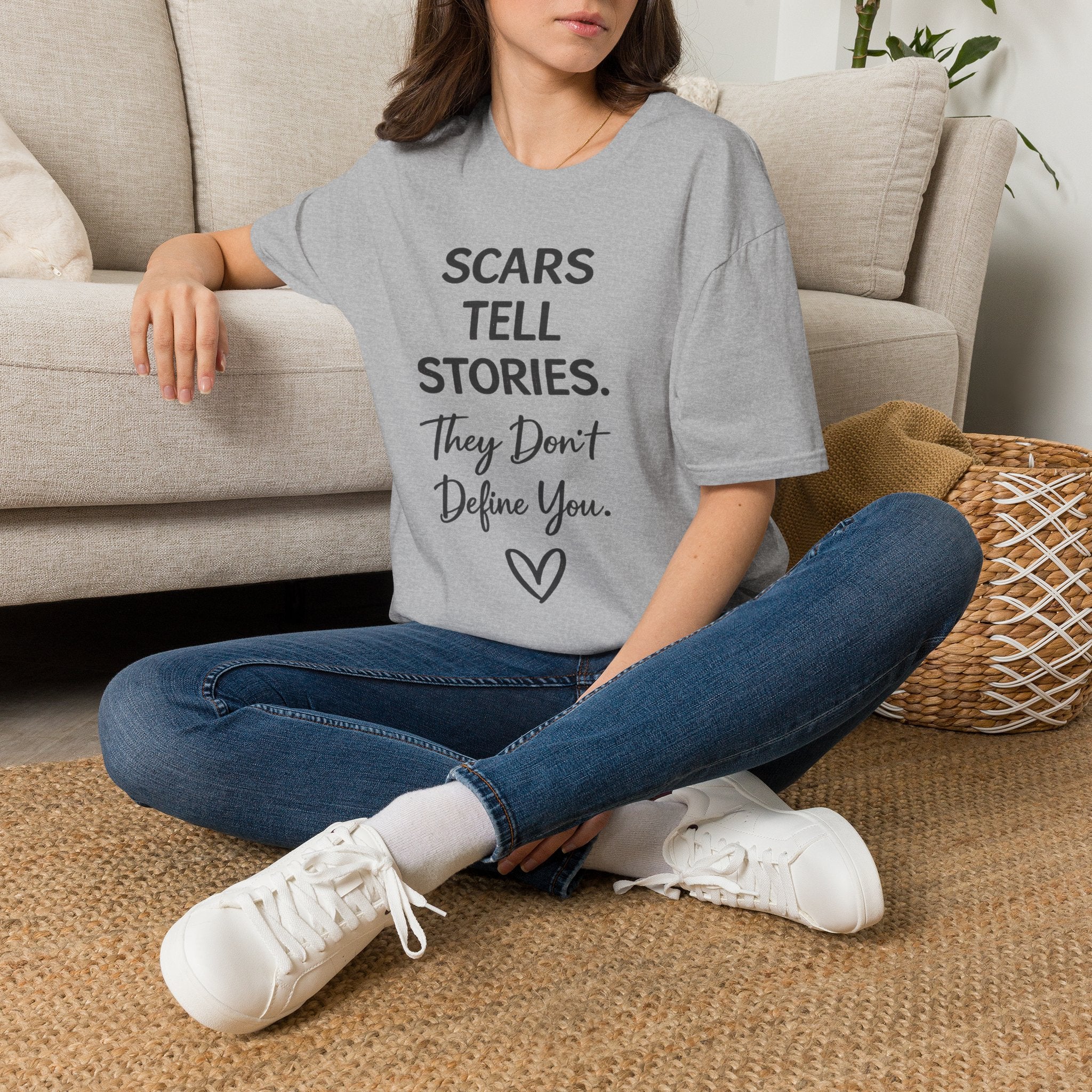 Scars Tell Stories, They Don't Define You T-Shirt | NUCCI™ Healing Journey Collection